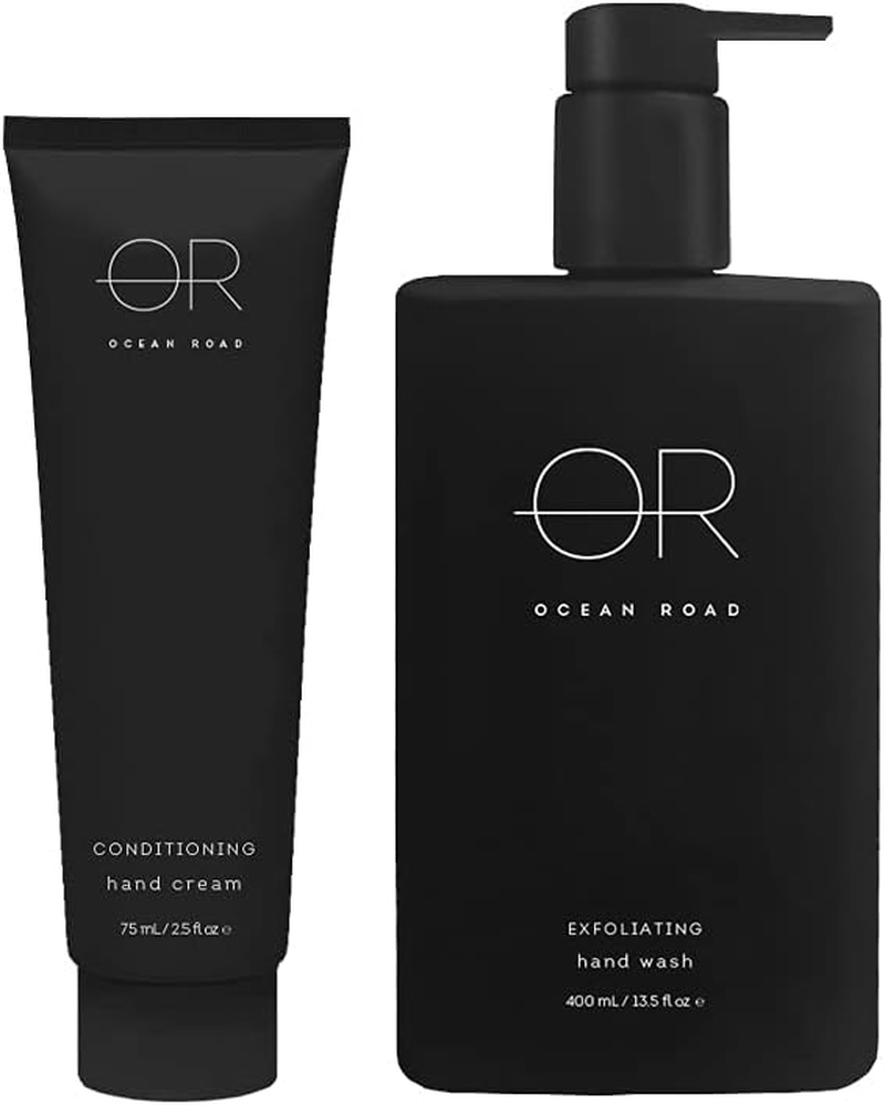 Ocean Road Black Hand Gift Pack &ndash; Exfoliating Volcanic Sand Hand Wash (400Ml) & Liquorice Extract Conditioning Cream (75Ml) &ndash; Luxurious Vegan Australian Made Care Set with Australian Rainforest Fruits and Spices Scent, Perfect for Pampering and Gifting