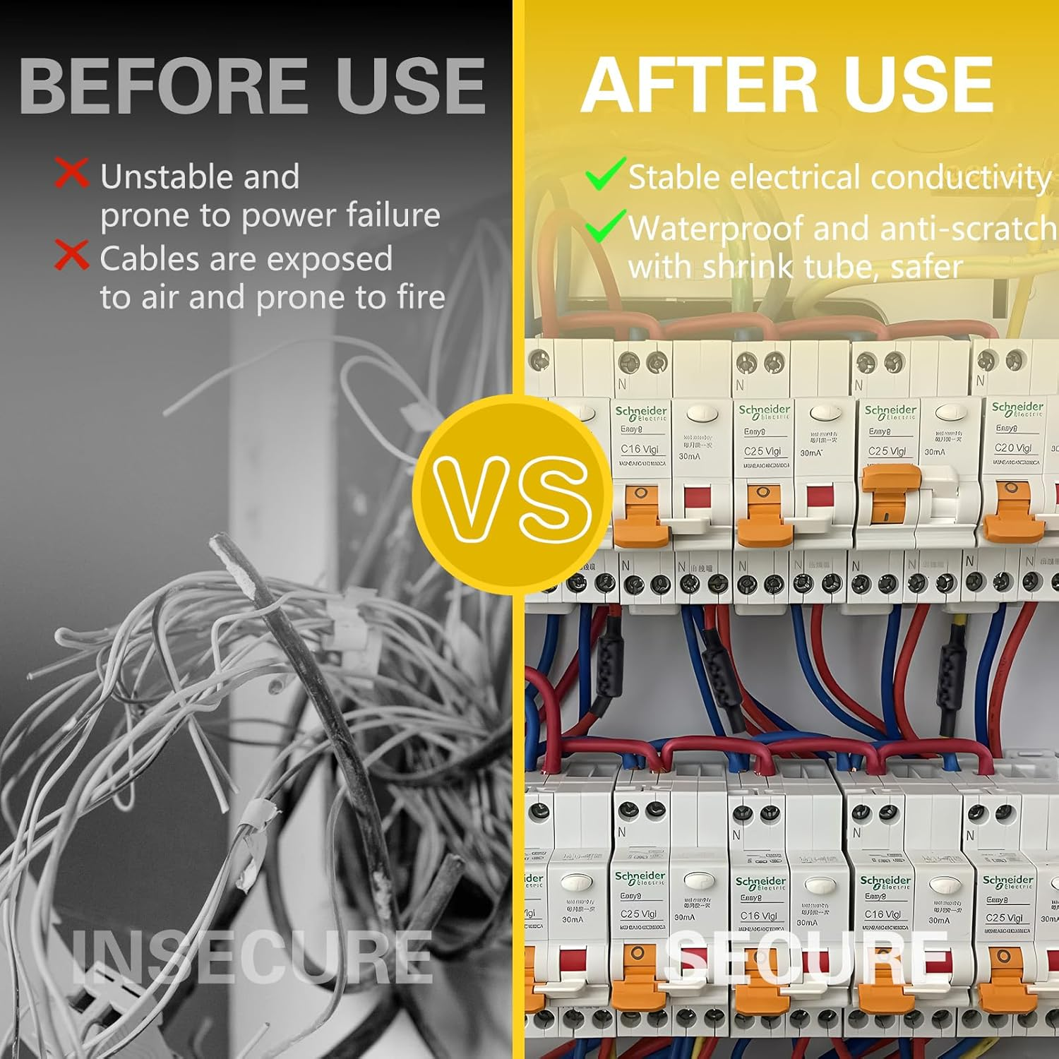 10Sets 6 Gauge Wire Connectors, 6 Awg Wire Connectors Terminal, 80Amp Waterproof Heat Shrink Tubing Quick Connect Splice Connector, 4-Hole Wiring Connector Set (Gold) image number 3