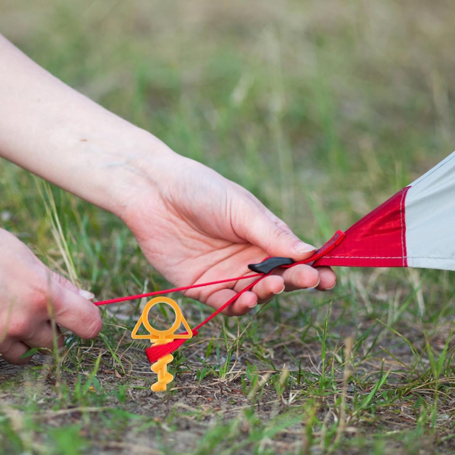 4 X Tent Pegs with Thread Screw Pegs Camping Sand Pegs Beach Plastic 29 Cm Beach Sand Anchor Tent Ground Anchor Trampoline with 4 Transparent Plastic Tubes, Yellow image number 2