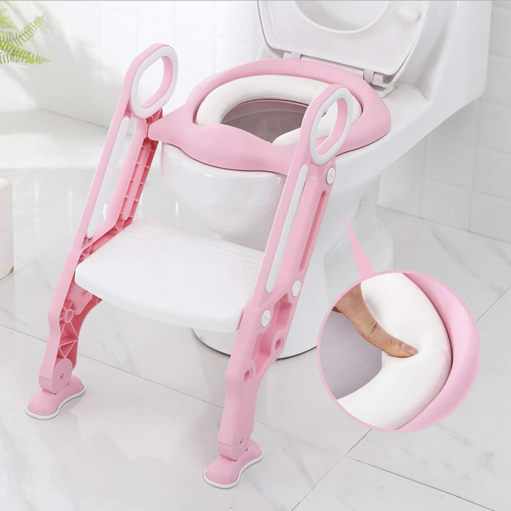 Potty Training Seat for Kids, ITOY&IGAME Toilet Seat for Potty Training Step Trainer Ladder Toilet Training Potty Seat Sturdy Comfortable Built in Non-Slip Steps Soft Pad for Baby Boys Girls image number 2