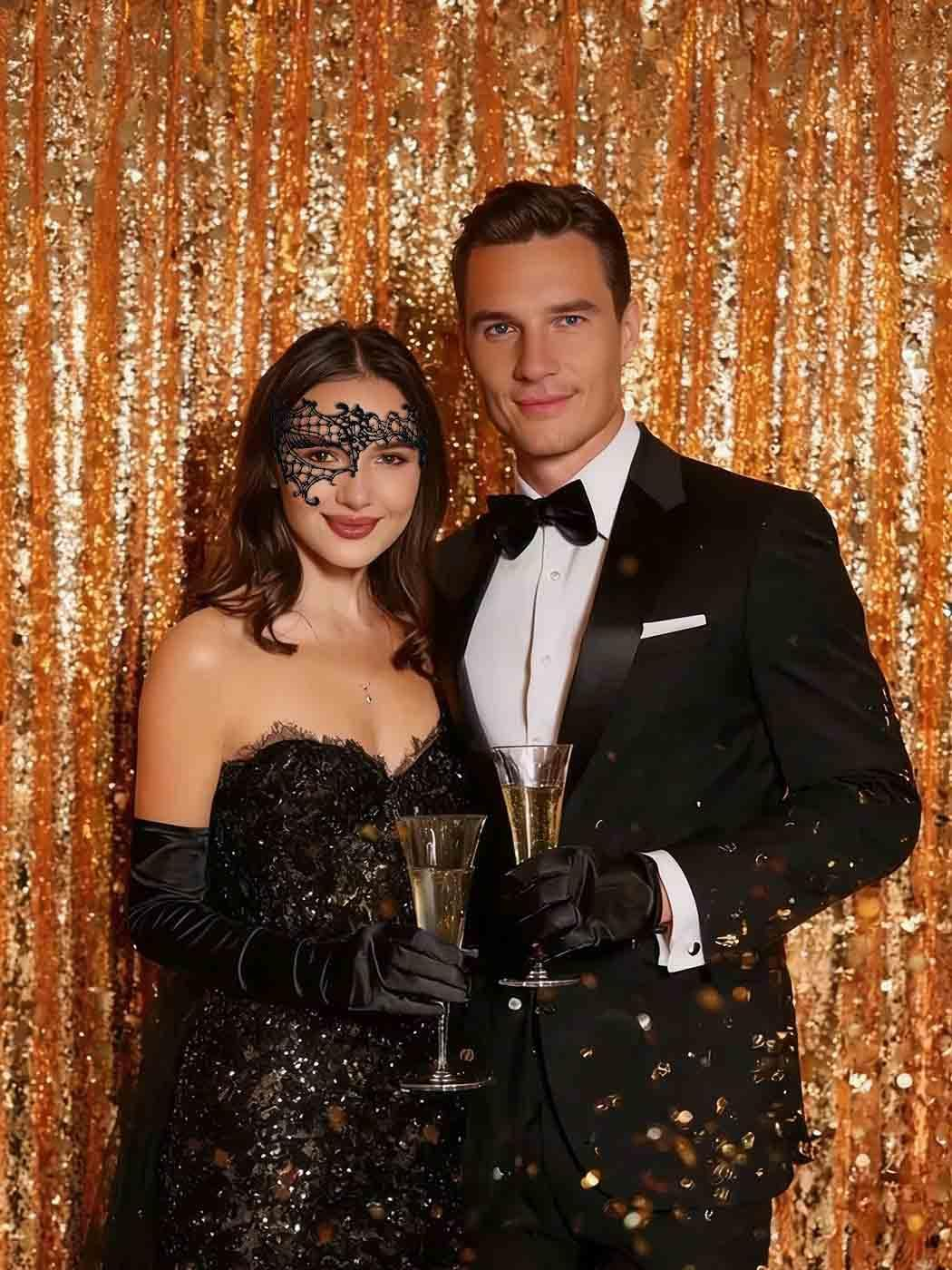 Bounzhi Sexy Masquerade Mask Venetian Lace Mask Fashion Party Eyemask Halloween Mask Ball Costume Accessory for Women image number 5