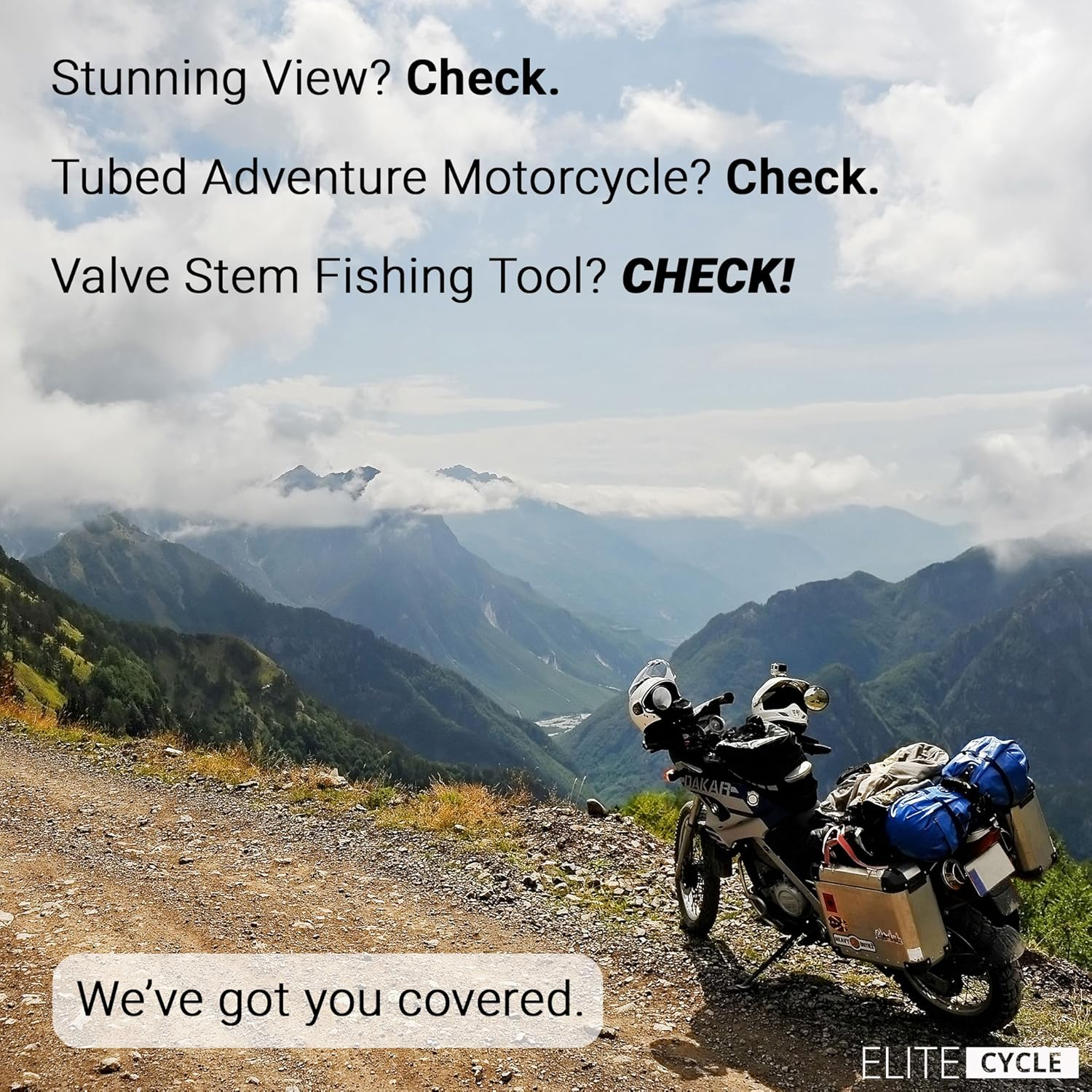 Tire Valve Stem Fishing Tool Puller (With Valve Core Remover) save YOUR KNUCKLES While Installing Inner Tubes Rim Locks & off Road Tires on Adventure Motorcycles & Dirt Bikes image number 4