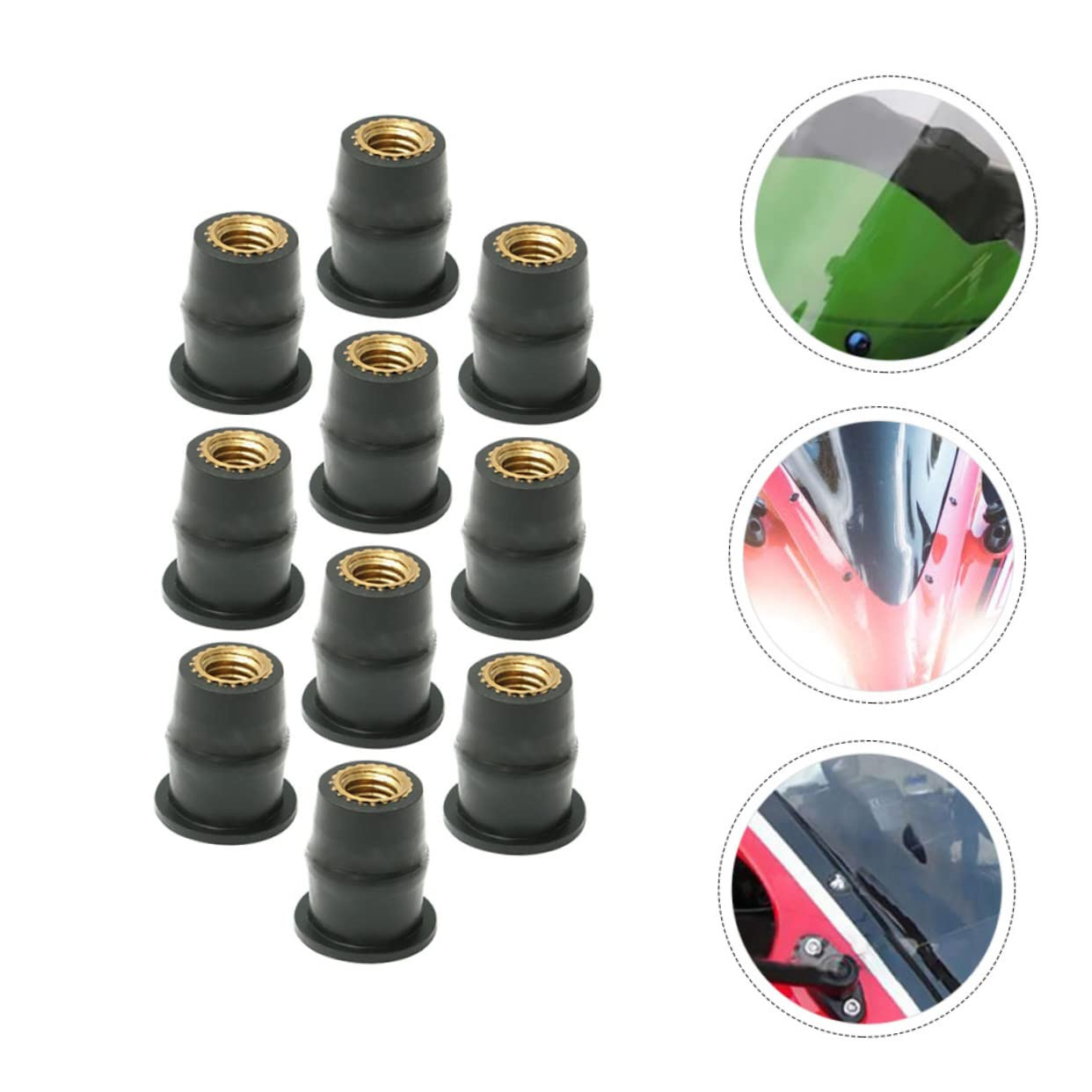 LIFKOME 10Pcs Windscreen Nuts Metric Nuts Rubber Motorcycle Parts Replacement for Old Broken image number 4
