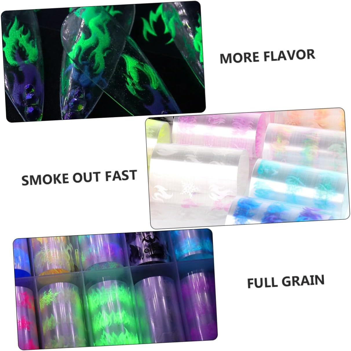 VALICLUD 10Rolls Holographic Flame Sky Nail Sticker Self-Adhesive Decals for Manicure Nail Art Decor