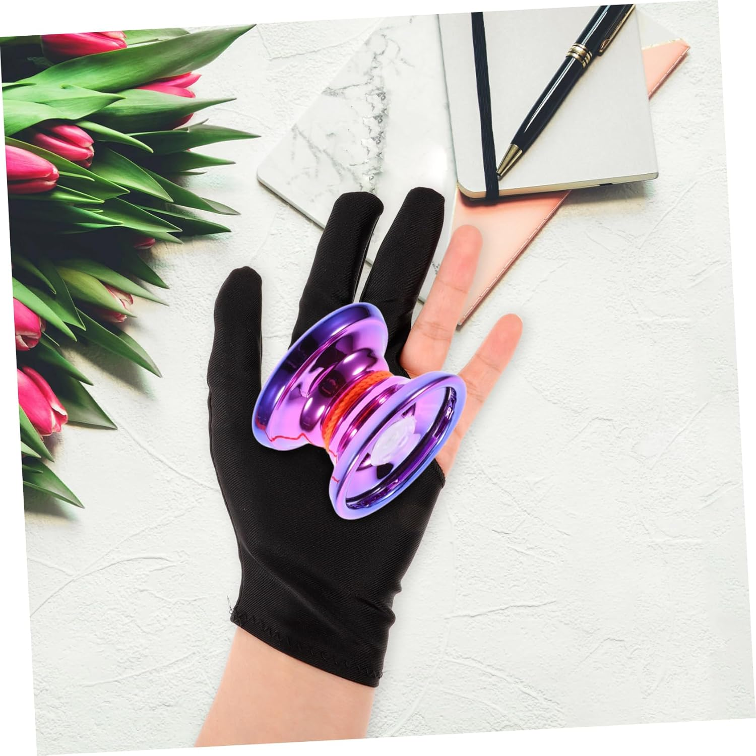 Totority 8Pcs Set Yo-Yo Gloves 3 Finger Gloves Yoyo Glove Snooker Gloves Elastic Pool Gloves Billiard Pool Cue Glove Billiard Protective Gloves Women Billiards Glove High Elastic Spandex image number 5