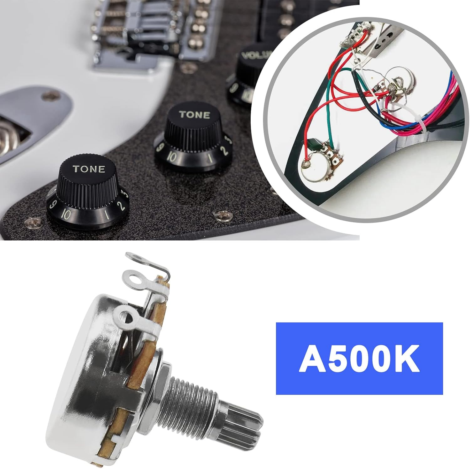 VGOL 2PCS Metric Mini 18Mm Split Shaft Pots A500K Guitar Potentiometers Audio Taper Pots for Electric Guitar Bass Control Tone Volume Parts image number 4