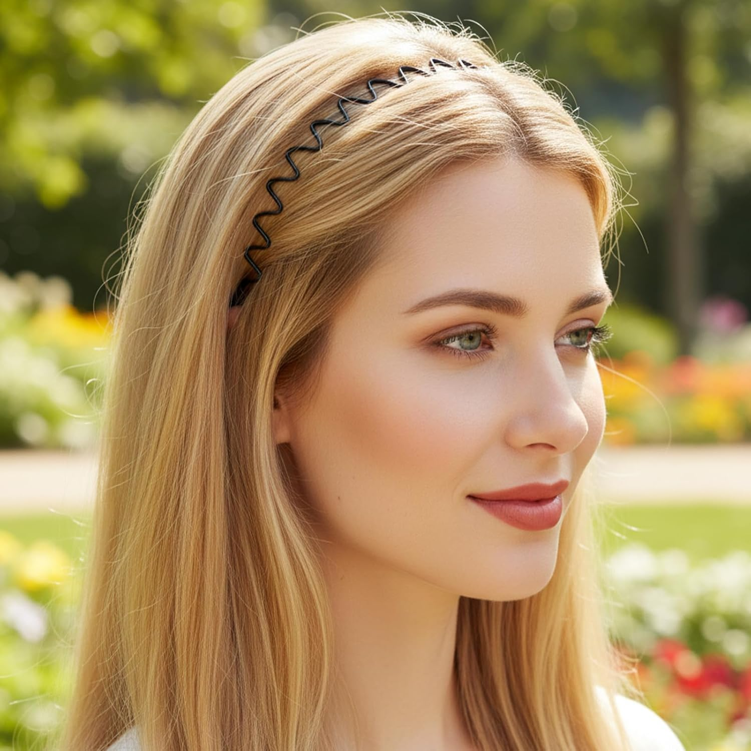 Sibba Pack of 6 Metal Hair Bands, Unisex Wave Hair Bands for Sports and Daily Life, Non-Slip Elastic Headbands for Running, Yoga and Parties, Black