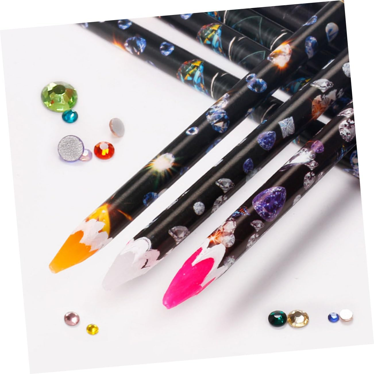 HEALEEP 4Pcs Nail Art Diamond Picker Pens Self-Adhesive Rhinestone Applicator Tools for Manicure DIY Decoration Portable and Lightweight Nail Design Crayons image number 1