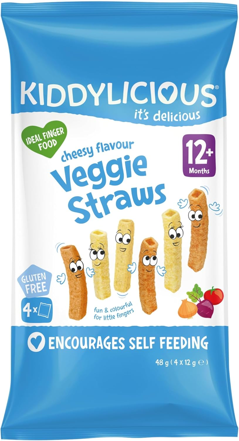 Kiddylicious - Cheesy Veggie Straws - Delicious Snacks for Babies - Suitable for 12+ Months - 4X12G - 48G image number 1