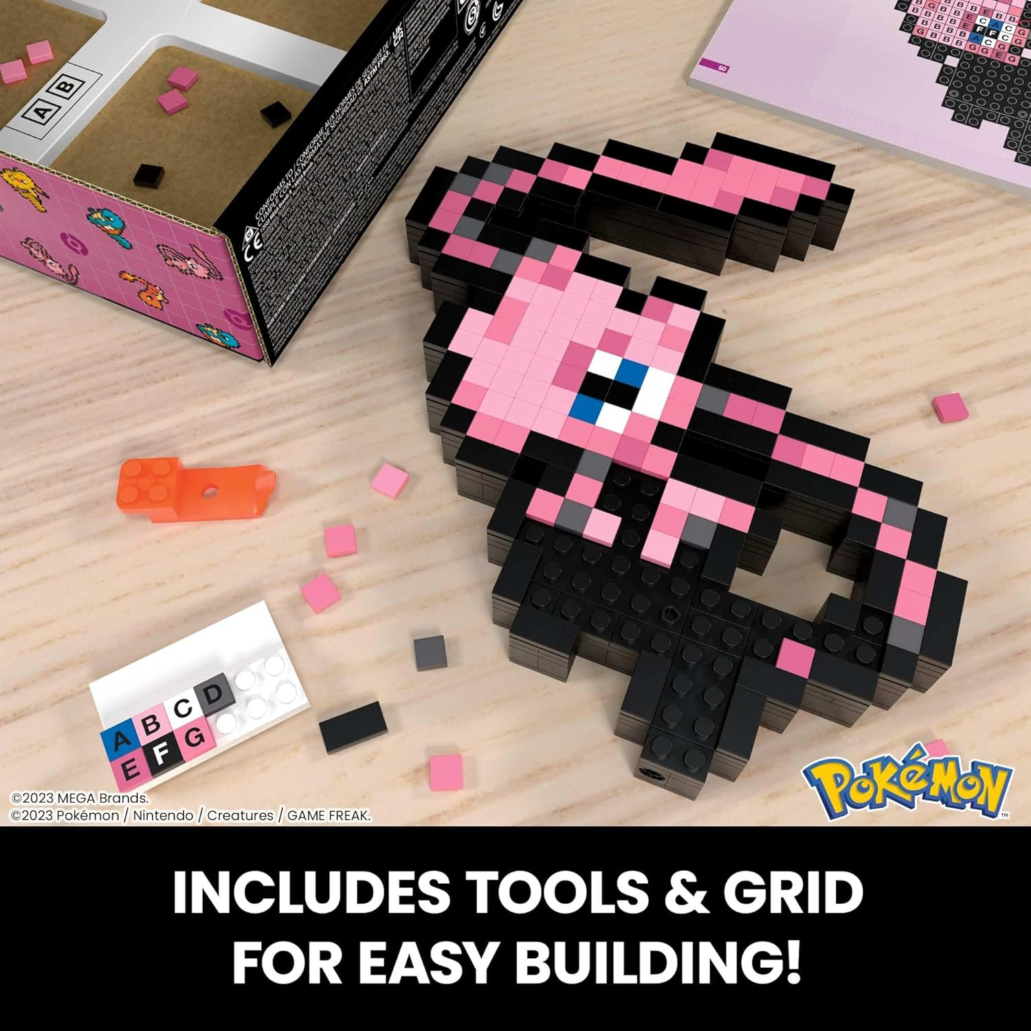 MEGA Pok&eacute;mon HWR80 Mew 434 Piece Retro Pixel Style Action Figure Building Set, Table or Wall Decor, Collector Toy to Assemble and Display image number 1