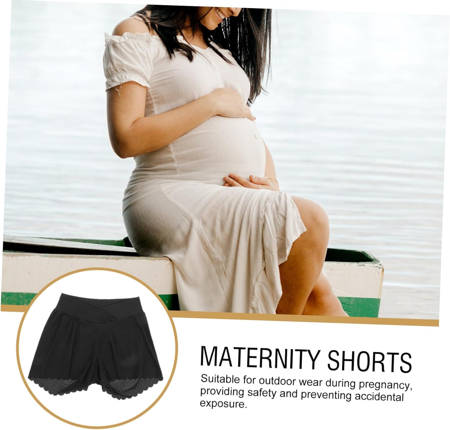 SAFIGLE Maternity Shorts High Waist over Belly Lightweight plus Pregnancy Shorts Breathable Cozy Soft for Home Postpartum and Outdoor Use Black image number 1