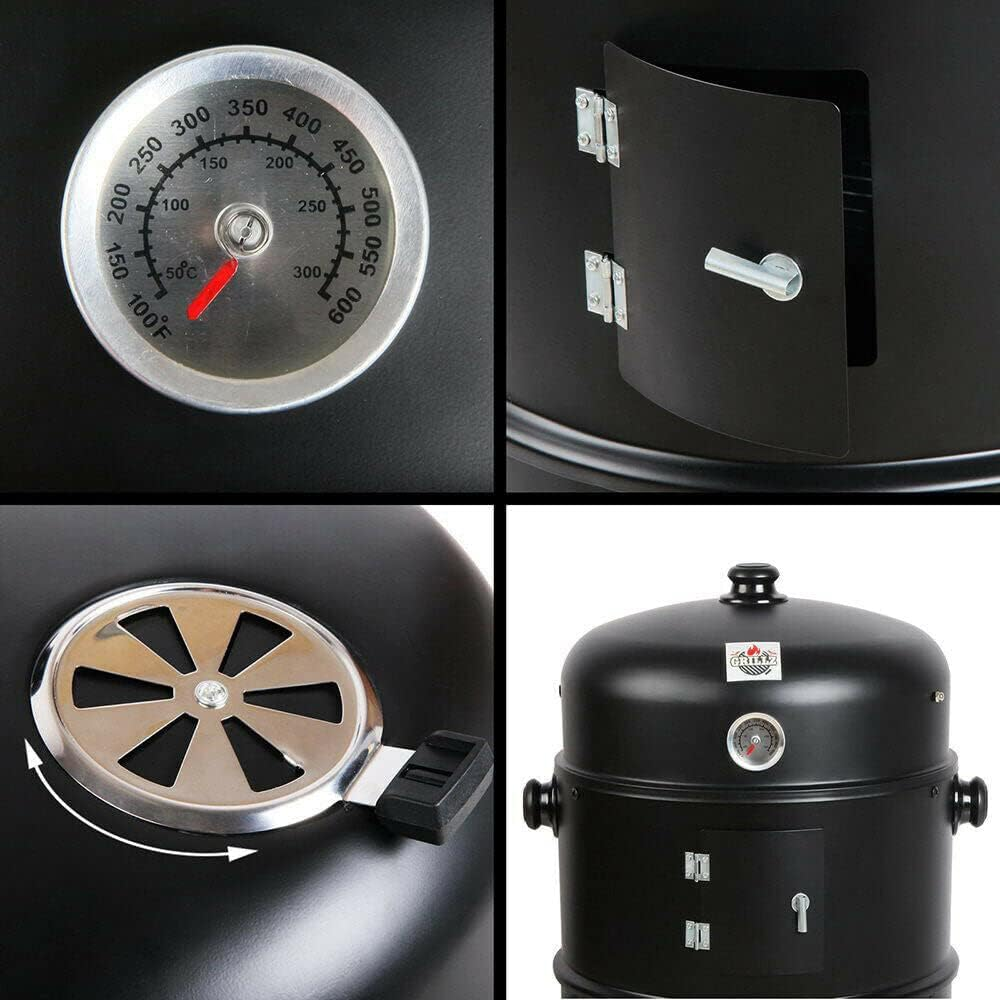 3In1 Portable Charcoal BBQ Vertical Smoker Roaster Grill Steel Water Steamer image number 5