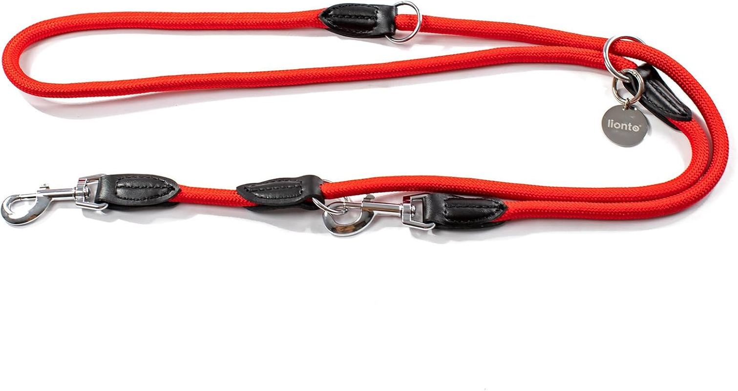 Adjustable Dog Lead, Multifunctional Lead, Double Lead, Freestyle Dog Lead, Neck Lead, Coupling Lead, 200 Cm, Red - Black image number 4
