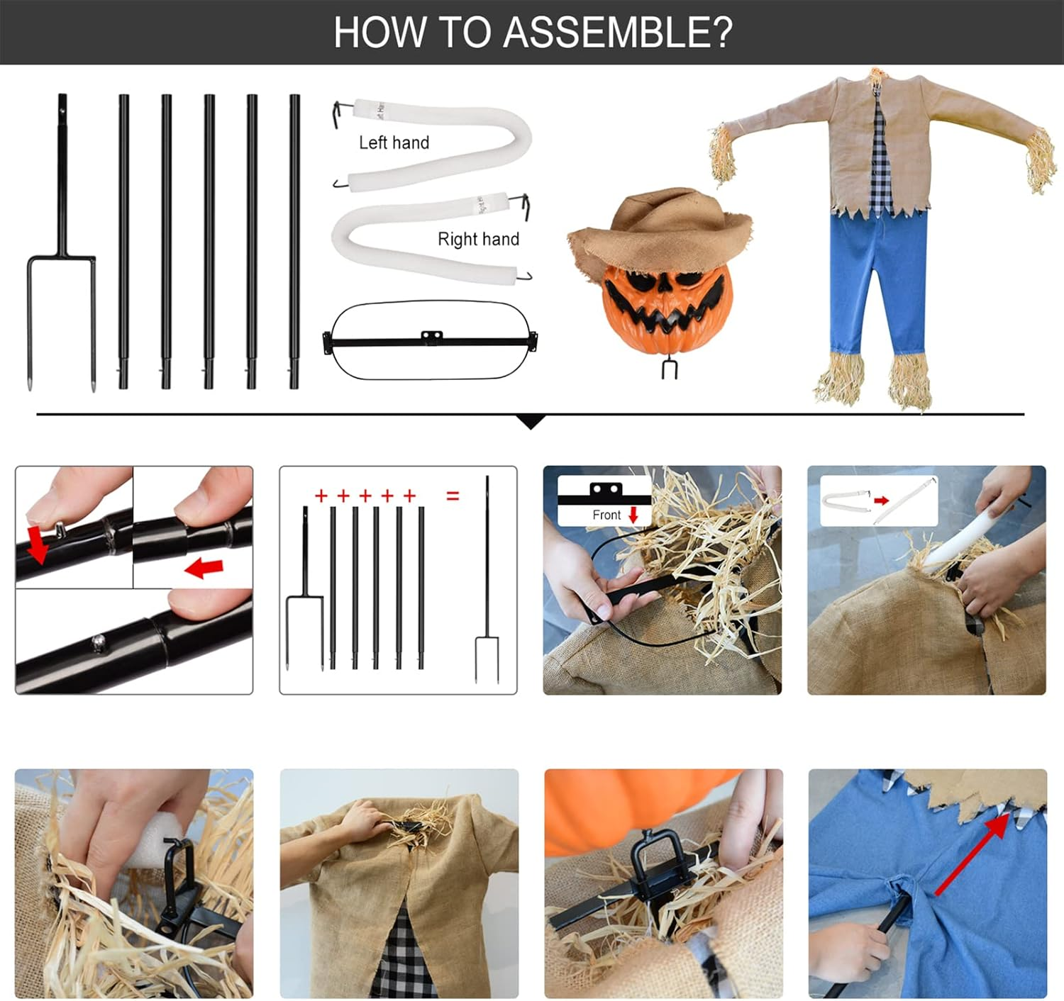 Larpgears Halloween 7.5 Feet Height Pumpkin Scary Scarecrow Ghost Decorations for Outdoor with Metal Stand Scarecrow Ghost Decor Flying Halloween Decorations for Garden and Yard image number 5