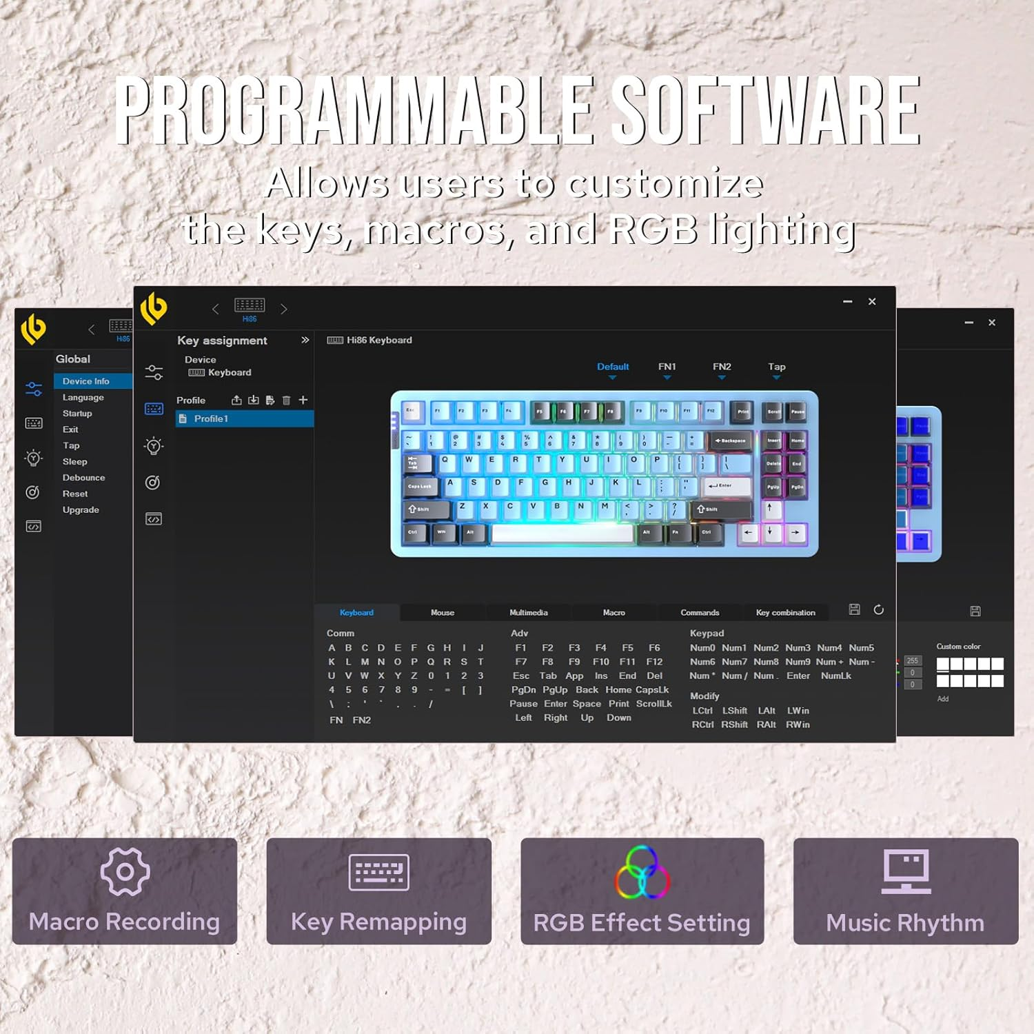 EPOMAKER X LEOBOG HI86 Wireless Gaming Keyboard, Gasket Aluminum Mechanical Keyboard with Spray-Painted Finish, Hot Swap Programmable Keyboard, RGB Backlit for Win/Mac/Gaming (Purple) image number 6