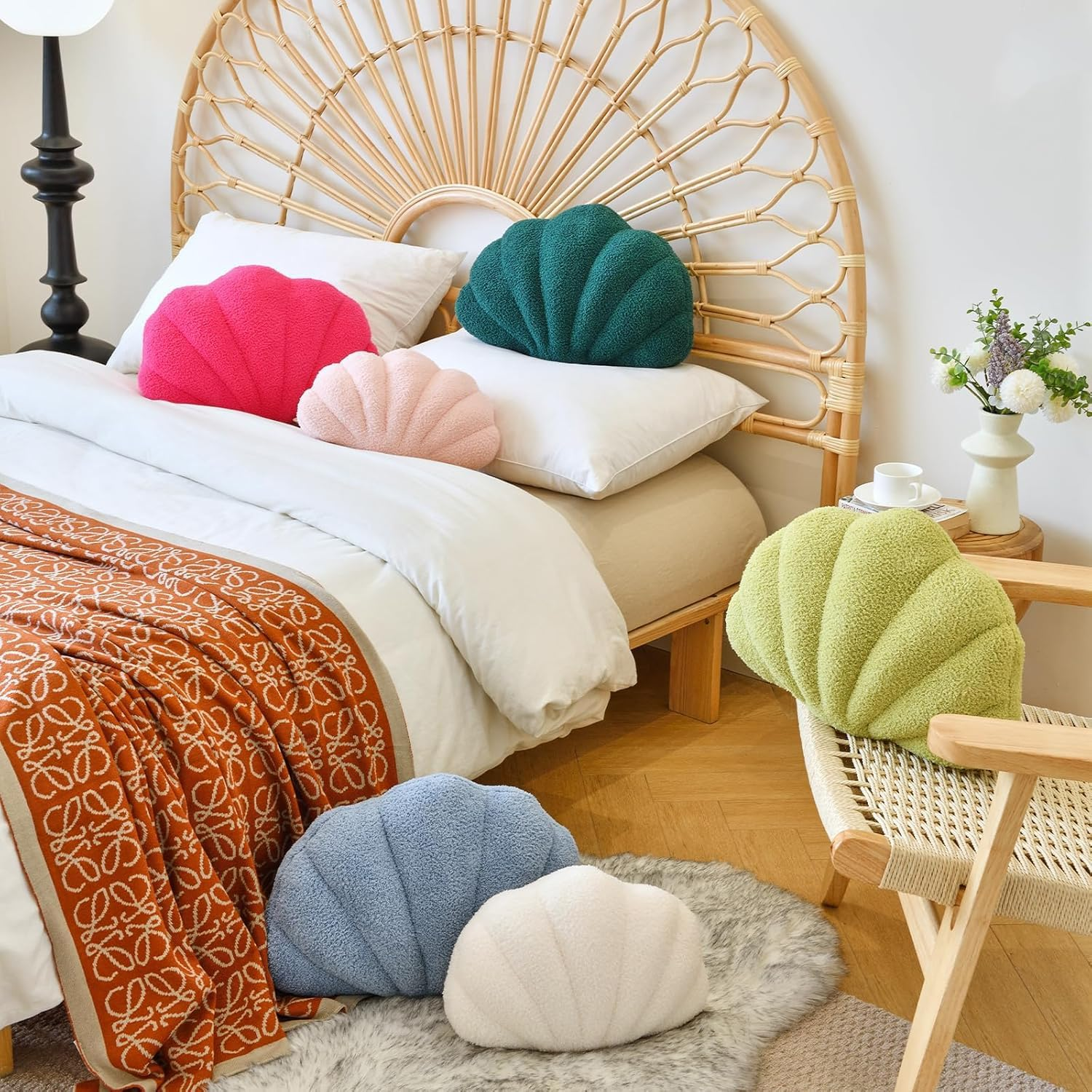 Seashell Throw Pillows, Shell Shaped Throw Pillows, 13 Inch Soft Home Decorative Pillow Plush Cushion for Bed Couch Living Sofa Room Decor Accent Throw Pillow image number 1