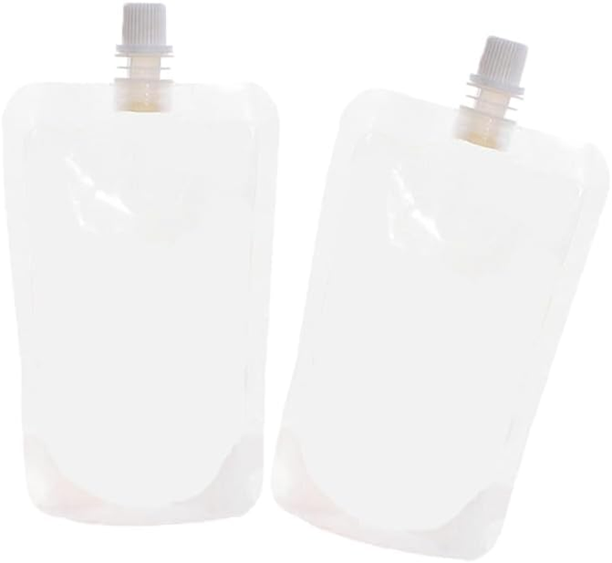 AIMALL 20-Pack Transparent 250ML Plastic Flask Pouches with Spout | Leak-Proof & Durable Beverage Bags with Caps | Ideal for Alcohol, Juices, and Liquids at Events image number 1