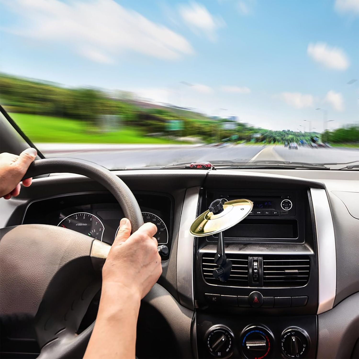 Mini Drum Crash Cymbal for Car Vent (2025 New) - Clip-On Gold Air Vent Accessory, Universal Fit All Vehicles, Gift for Music Lovers image number 1