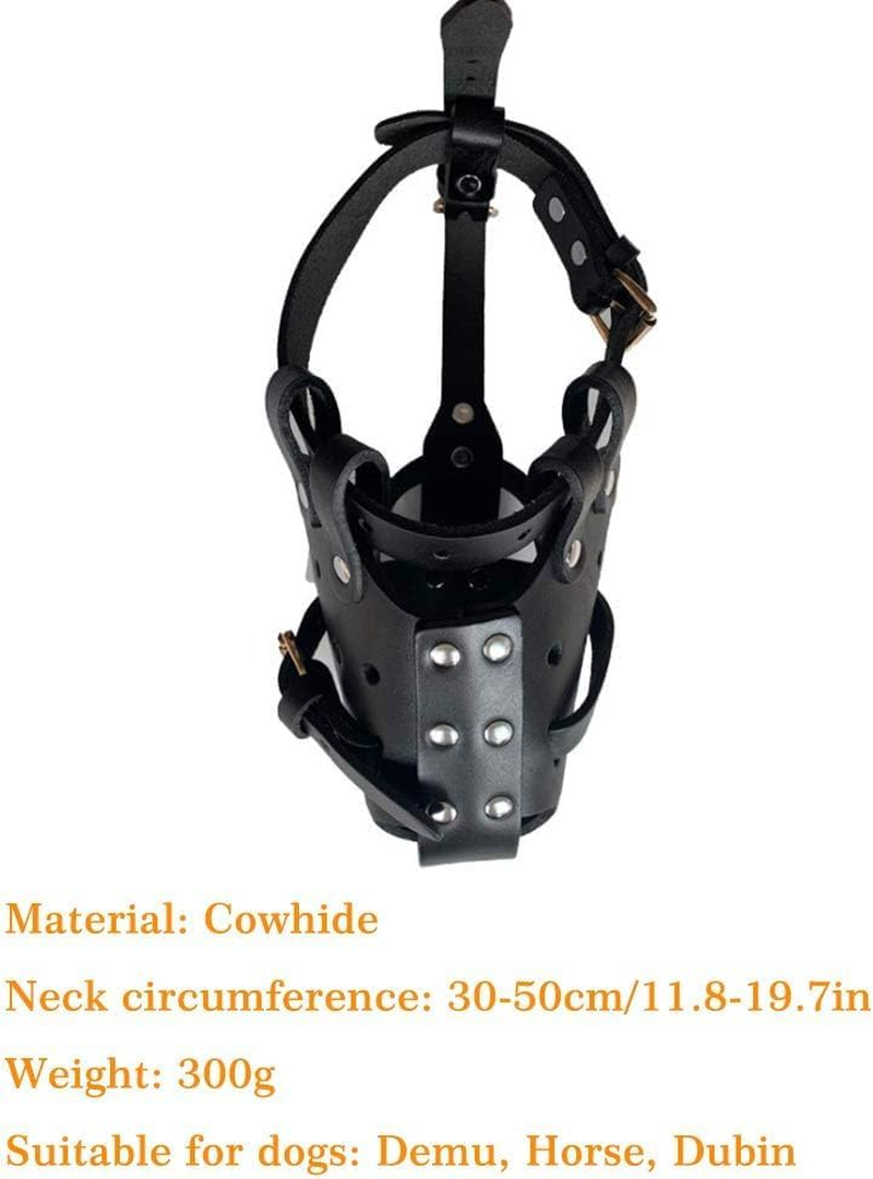 Dog Muzzle Made of Genuine Leather, Pitbull Terrier Secure Basket Dog Muzzle with Adjustable Bite Chewing Barking Training Dog Mask for Medium and Large Dogs image number 5