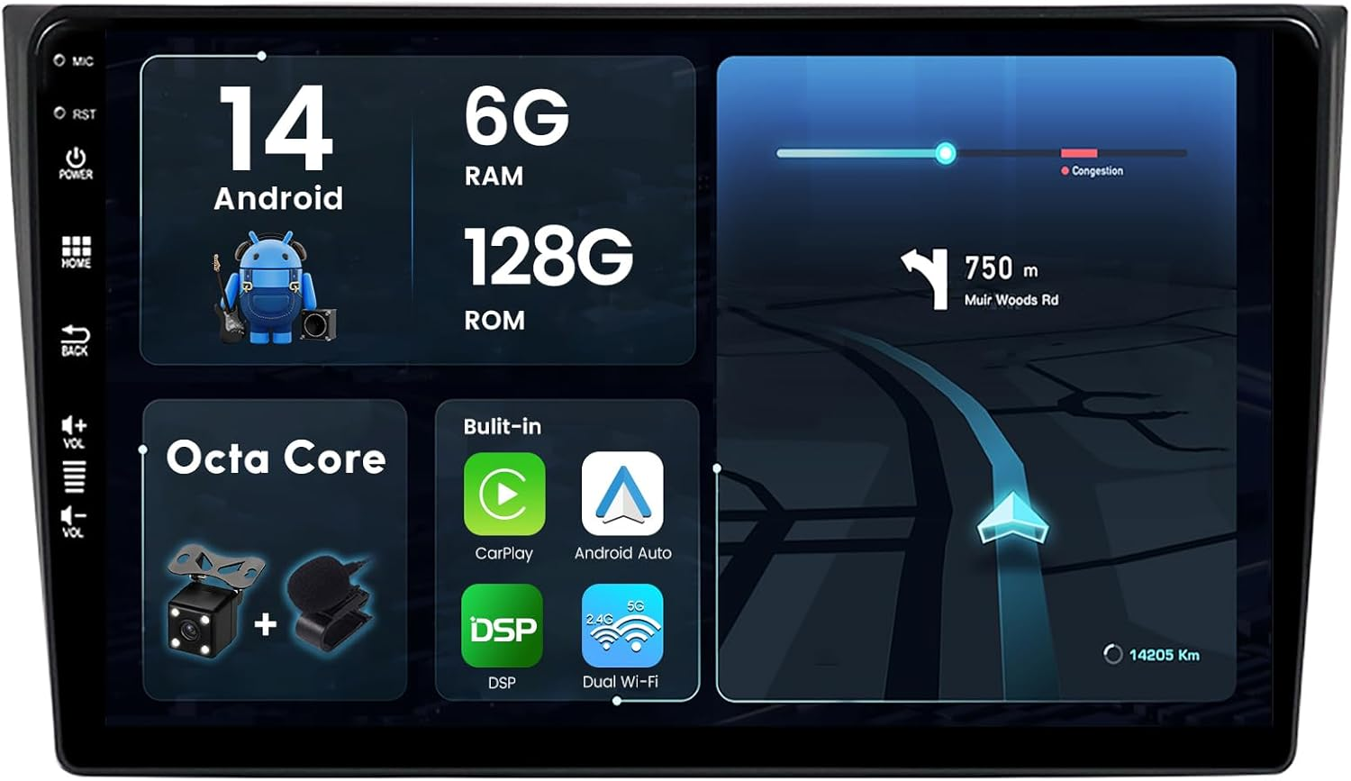 6G+128G - Android 14 IPS Car Stereo for Mazda CX-9 (2007-2015) - Wireless Carplay/Android Auto - Camera + MIC -10.1 Inch 2 Din - DAB Steering Wheel Fast-Boot 360-CAM GPS Head Unit image number 1