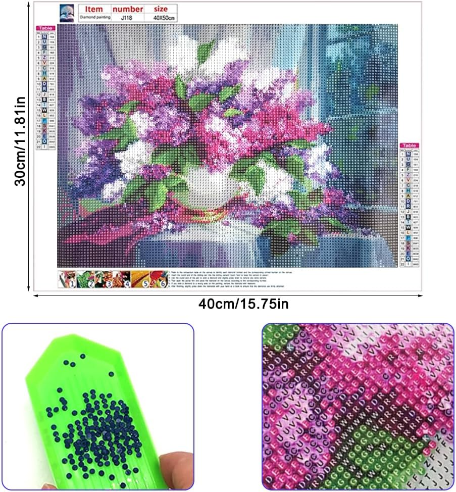 AFUNTA 2 Pieces Diamond Art Painting Kit for Adults, 5D Tree of Life Diamond Art Kit Flowers Crystal Diamond Art Paintings for Home Wall Decoration (15.6 X 19.6 Inch, 19.6 X 12.1 Inch) image number 4