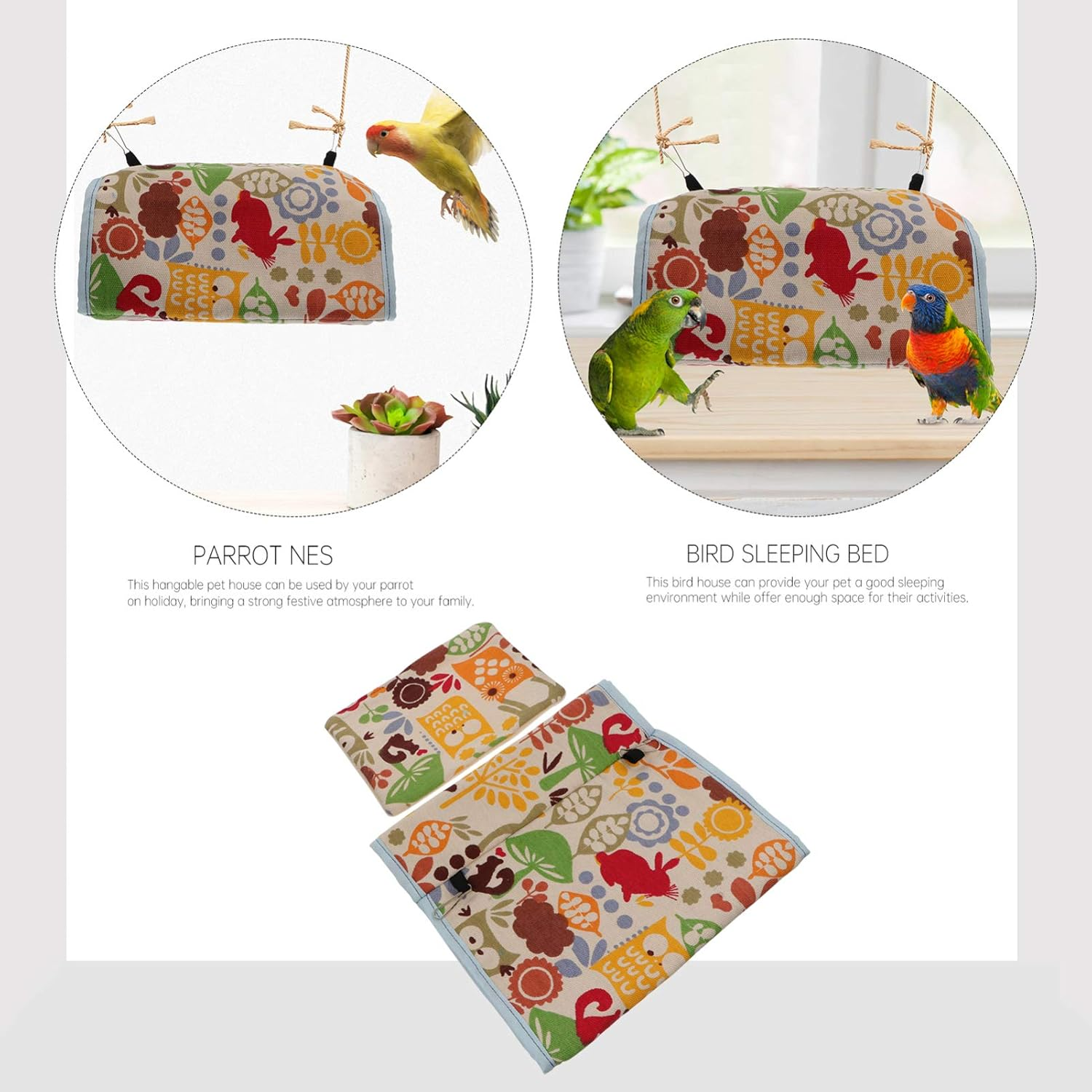 POPETPOP Warm Birds Nest Winter Birds House Bird Hanging Cave Cage Parrot Bed Hammock Hanging Swing Bed Nest Bird House M image number 6