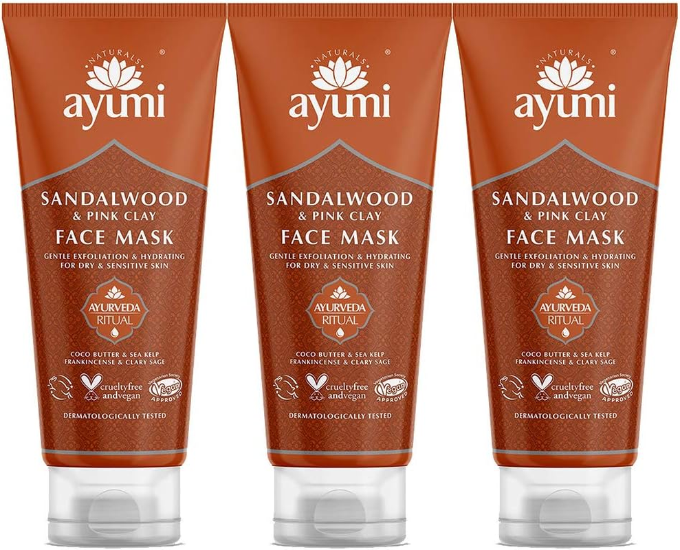 Ayumi Sandalwood & Pink Clay Face Mask. Vegan, Cruelty-Free, Dermatologically-Tested, 3 X 100Ml image number 6
