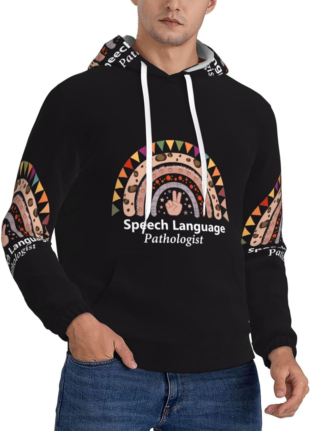 Yuhong Hub Speech Therapy Speech Language Pathologist Therapist Men'S Hoodie Long Sleeve Hooded Sweatshirt Pullover Shirts with Pocket Fleece Hoodie for Men