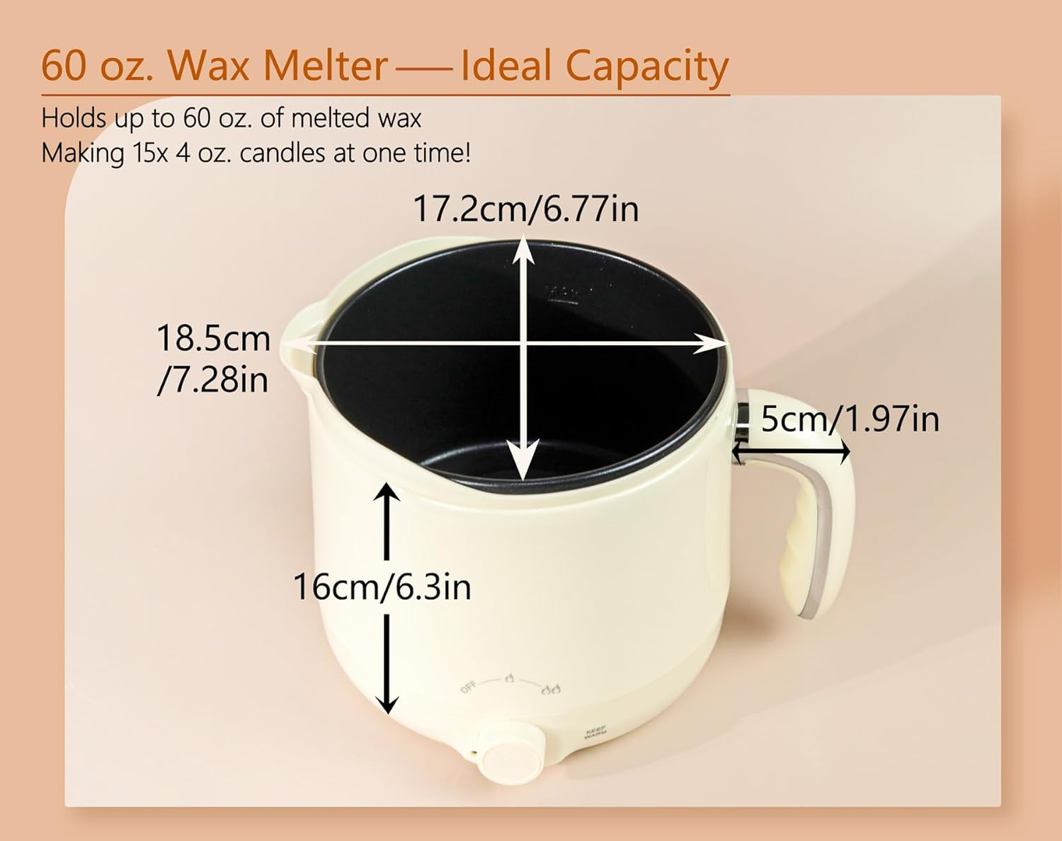 Julwhisper Wax Melter for Candle Making - Large 1.8L Electric Wax Melter with Pouring Spout - Candle Making Kit for Adults - UK Plug