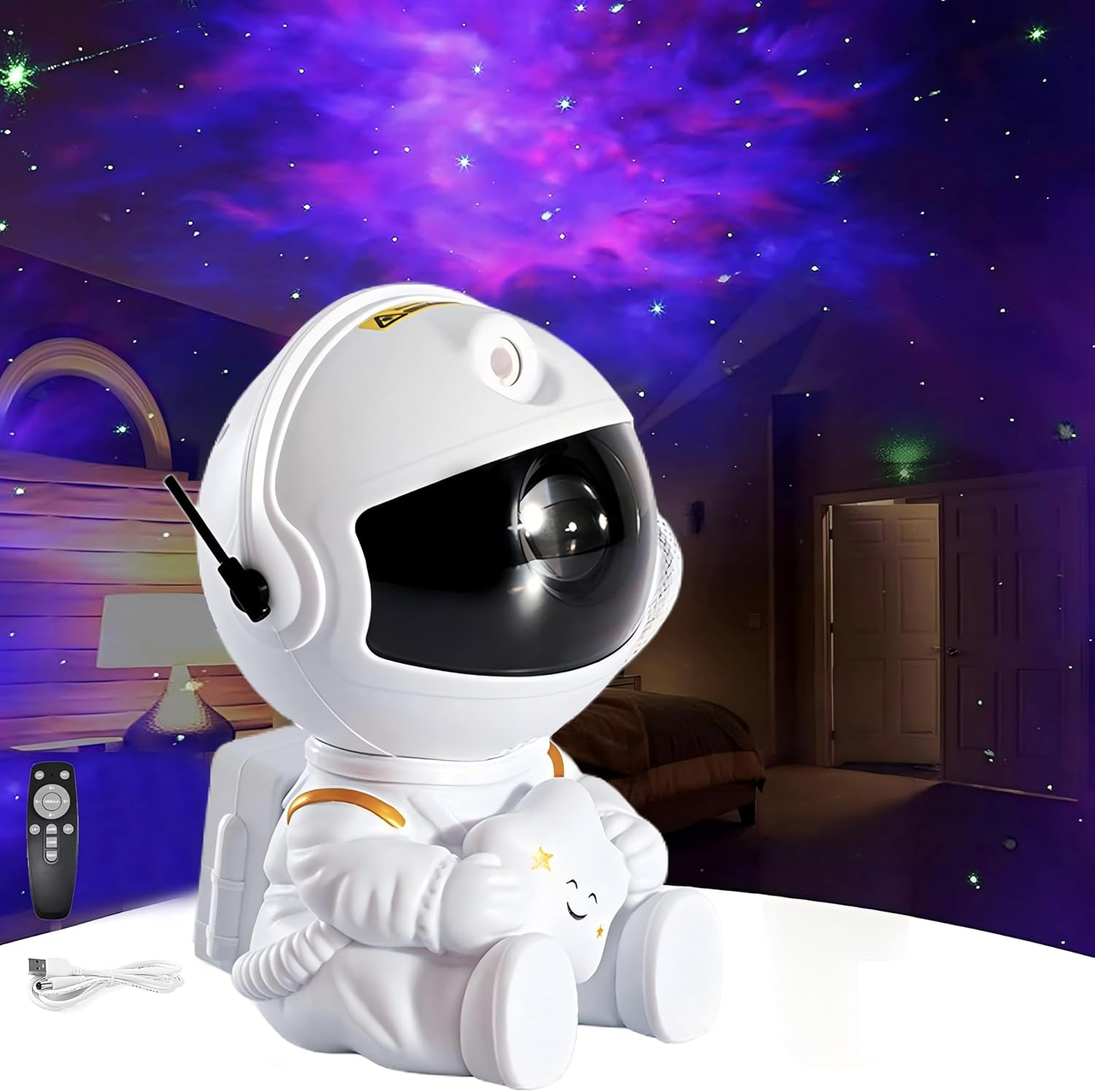 Starwood Astronaut Galaxy Star Projector - Starry Nebula Ceiling Lamp with 8 Modes, Remote, and 360&deg; Adjustable | Aesthetic Bedroom Decor for Kids & Adults (Sitting Posture) image number 4