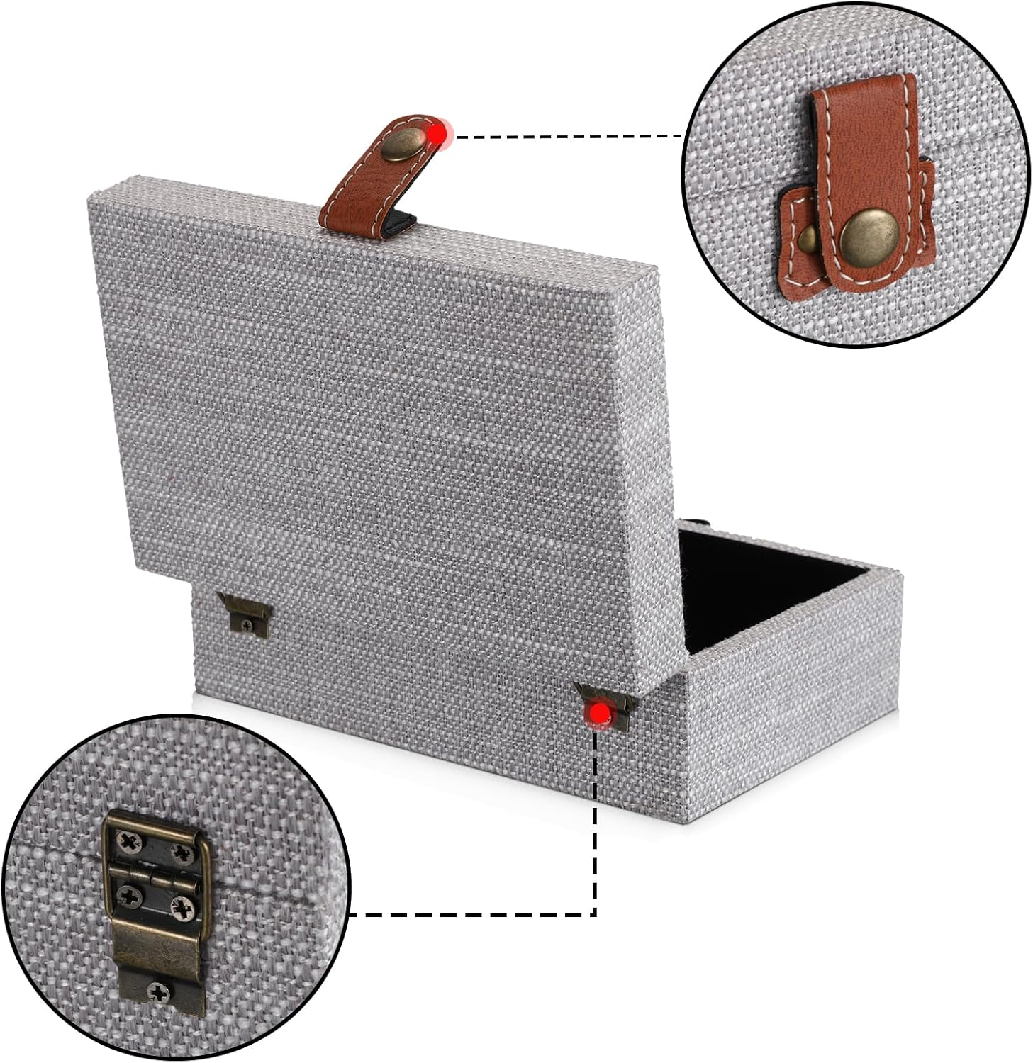 Hipiwe Wooden Decorative Box with Clasp Linen Covered Rectangular Keepsake Box Photos Storage Organizer image number 1