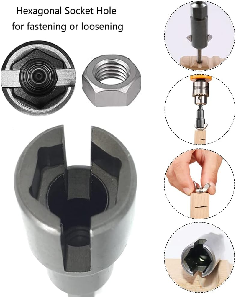 Saipe 5 PCS Power Wing Nut Driver Set with 1/4 Inch Hex Shank Slot Wing Nuts Drill Bit Socket Wrenches Tools Set for Panel Nuts Screws Eye C-Hook Bolt, Q-Hanger (10/12/14/16/18Mm) image number 5