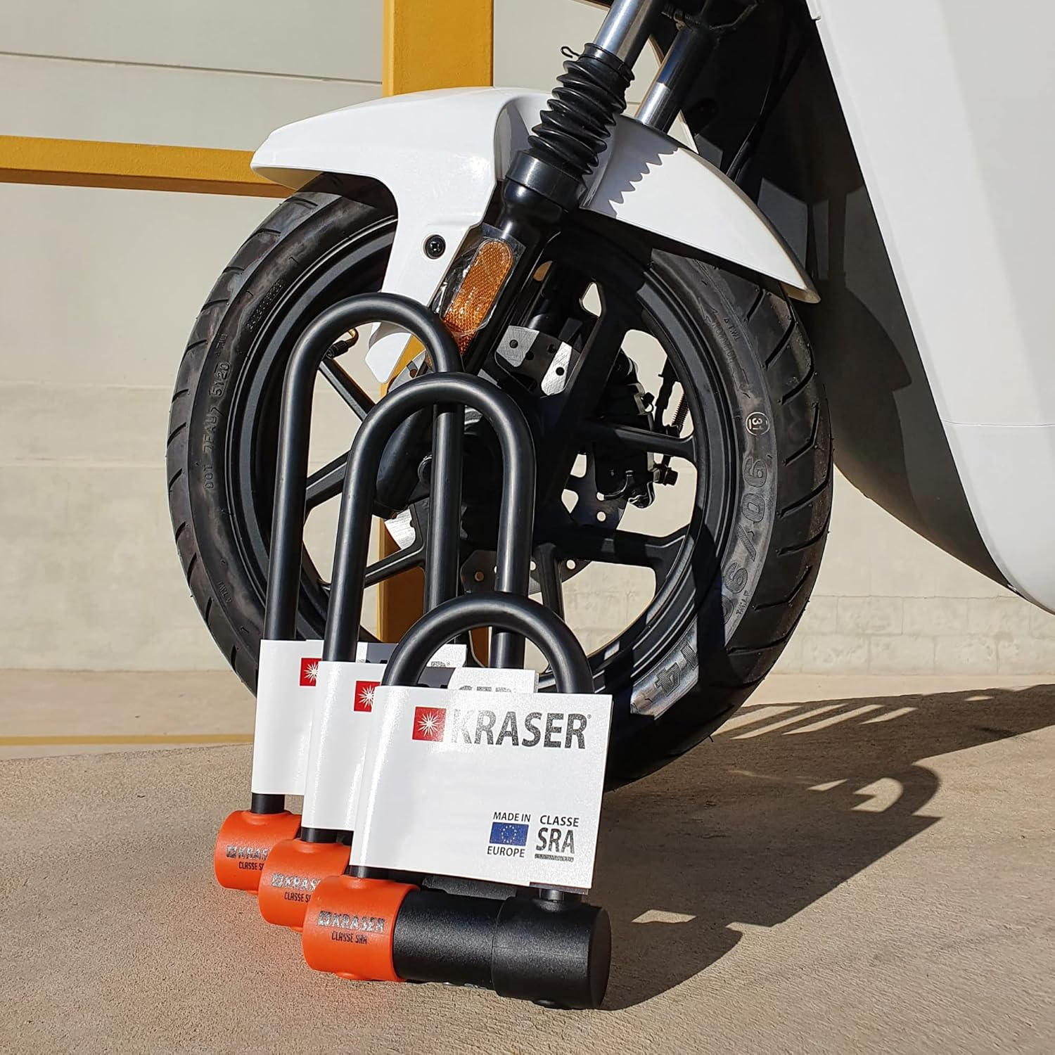 KRASER KR85S Robust U Lock, SRA Approved, High Security Tested, 85X120Mm/3.34X4.72In &Oslash;18Mm/0.7In Double Locking Shackle, Anti-Pick Lock, anti Theft U Lock for Motorcycle, Scooter, Electric Bike image number 3