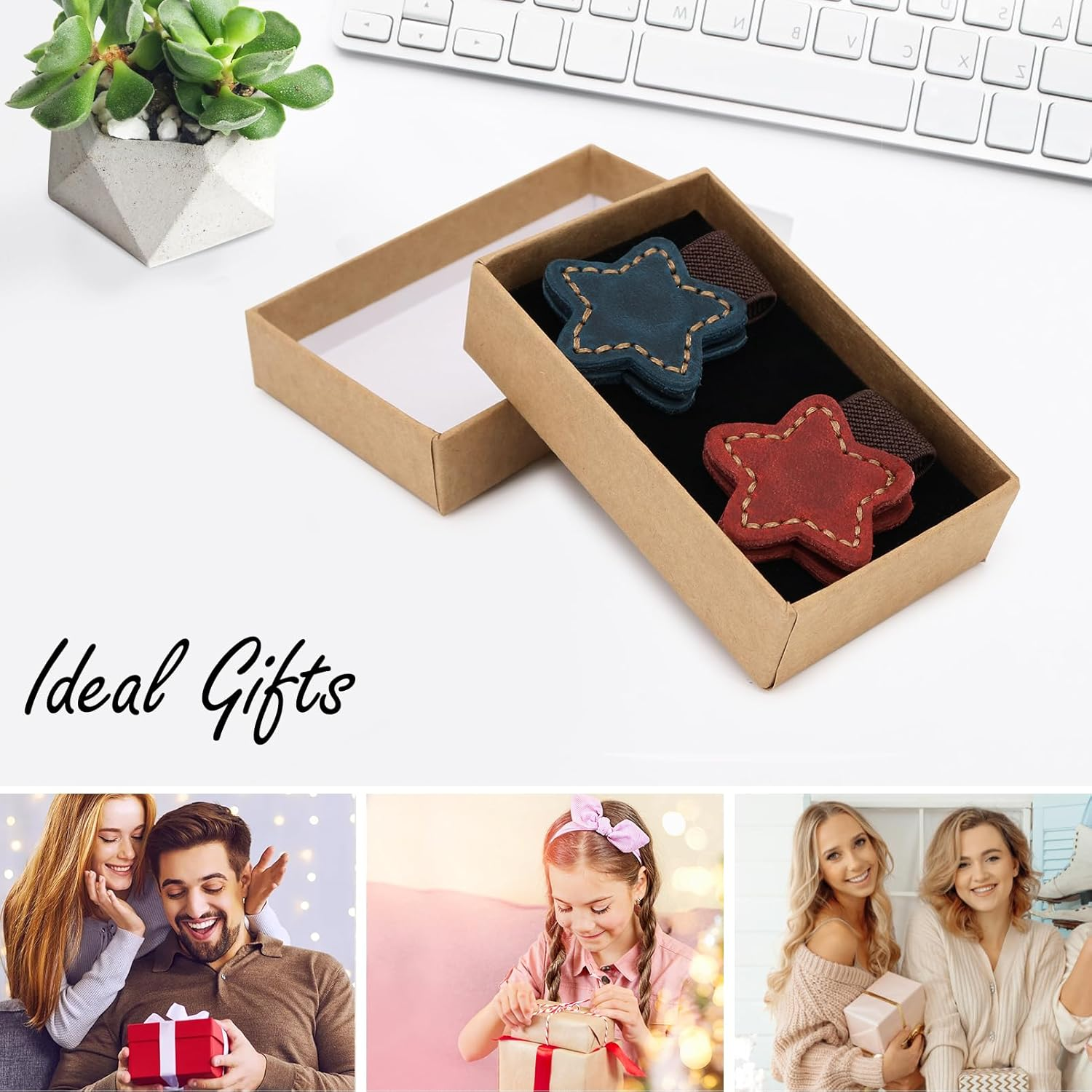 2Pcs Magnetic Leather Bookmarks, Handmade Magnet Bookmark Clips, Suitable for Women, Men, Students,Teachers and Other Reading Enthusiasts, Gifts Set for Book Lovers(Red&Blue) image number 5