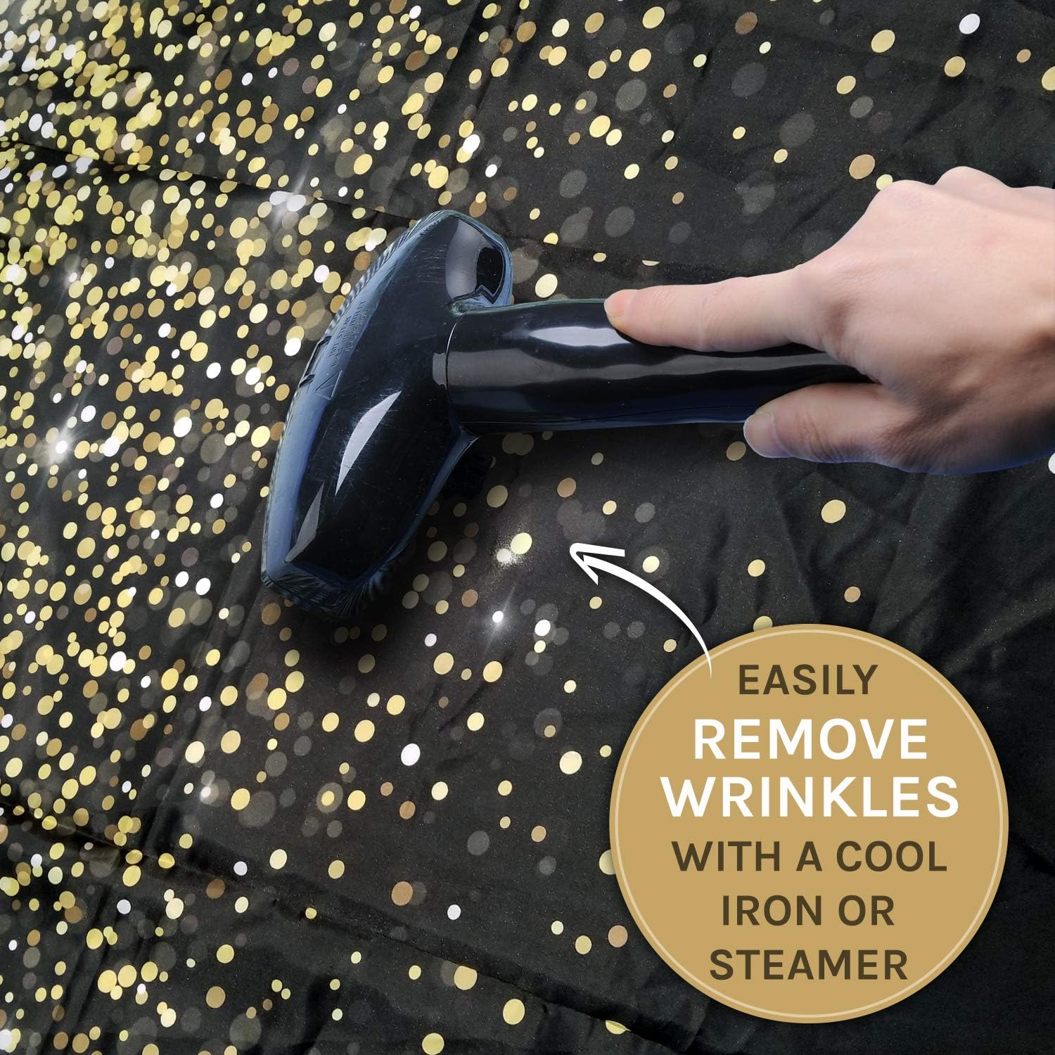 Black and Gold Photo Booth Backdrop - Perfect Party Decoration for Graduation, Birthday, Christmas, New Years Eve, Bachelorette, Weddings, Prom | Gatsby Photo Booth | Measures 6Ft X 6Ft image number 6