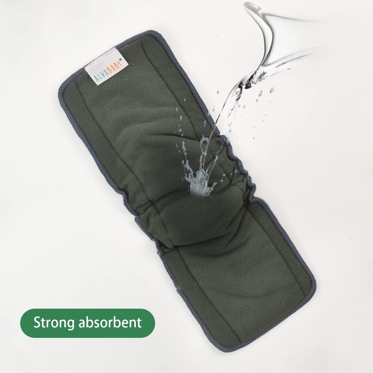 Alvababy 12Pcs Charcoal Bamboo Inserts with Gussets Cloth Diaper Liner Rayon 5-Layer Inserts Reusable Liners for Baby Cloth Diapers 12FLN image number 4