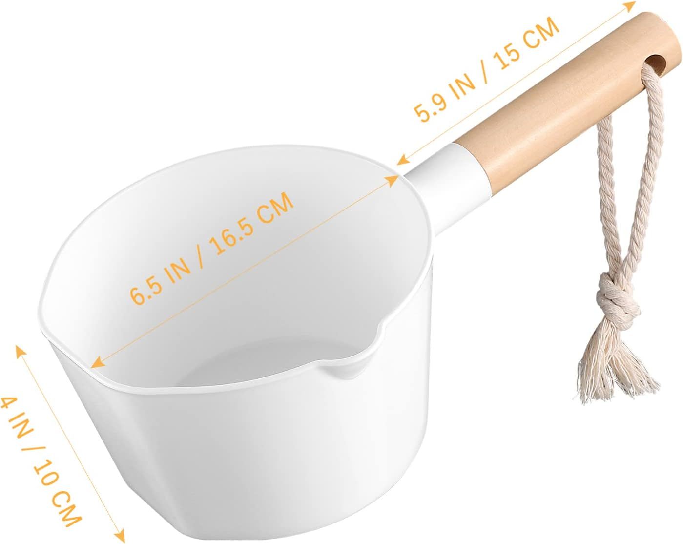 Hemoton Water Ladle Long Handle, Plastic Wood, 16Cm/6.3In Diameter, 14.5In Handle, White, Bathroom Ladle, 1Pc, BPA Free image number 6