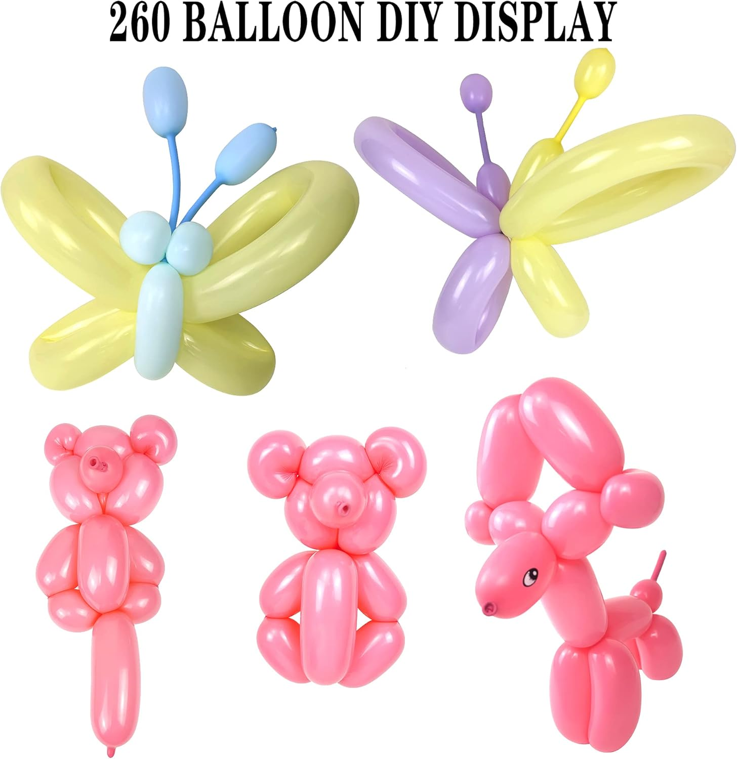 100Pcs Premium Latex Twisting Balloons for Animal Balloons with Pump, 260Q Magic Long Balloons Assorted Jelly Color for Wedding, Bachlorette, Fiesta, Birthday, Word Party, Activity, Clown Decoration.