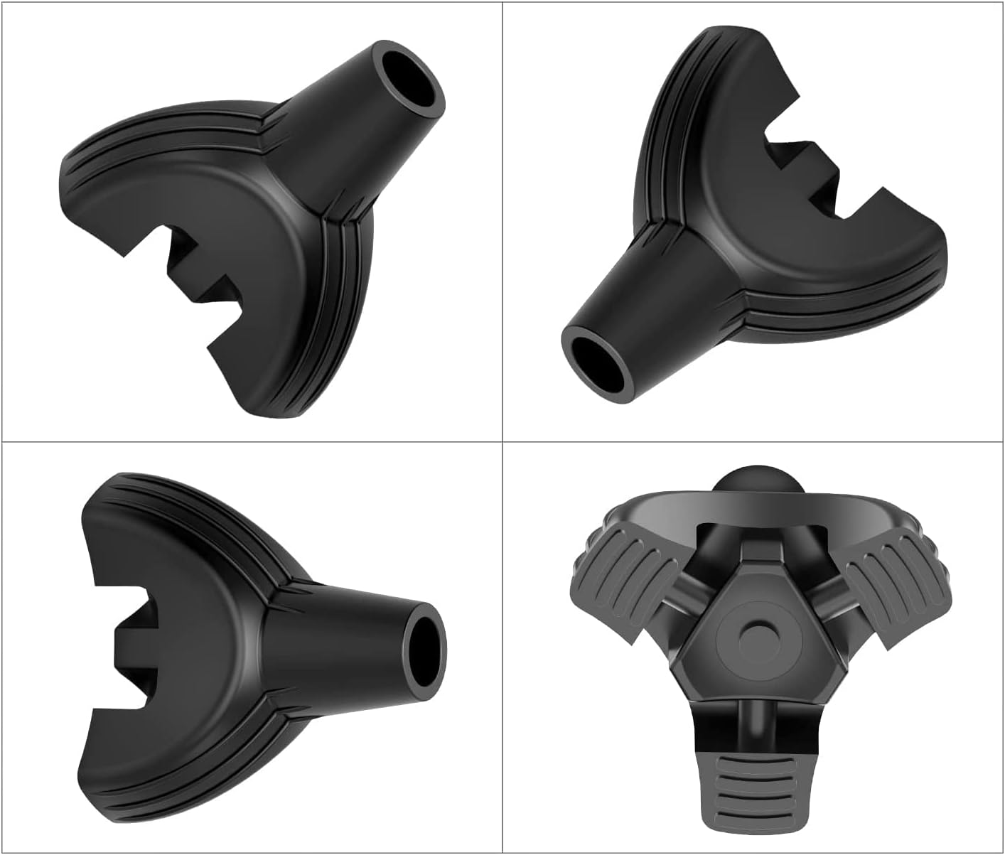 Walking Stick Tips 2 PCS, Non-Slip Cane Pad, Triangle Tip, Accessories Replacement, Thickened Natural Rubber Foot Pads, Black (2 Count)