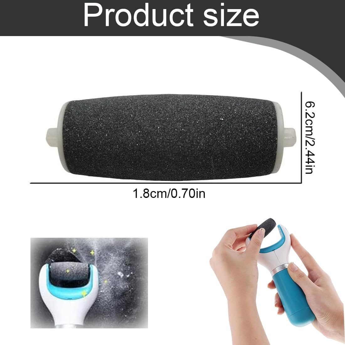 OUDQFCJ Pack of 8 Replacement Rollers, Extra Coarse Refills, Compatible with Scholl Velvet Smooth for Scholl Callus Remover, Pedicure, Foot Care Set for Removing Hard Skin image number 2