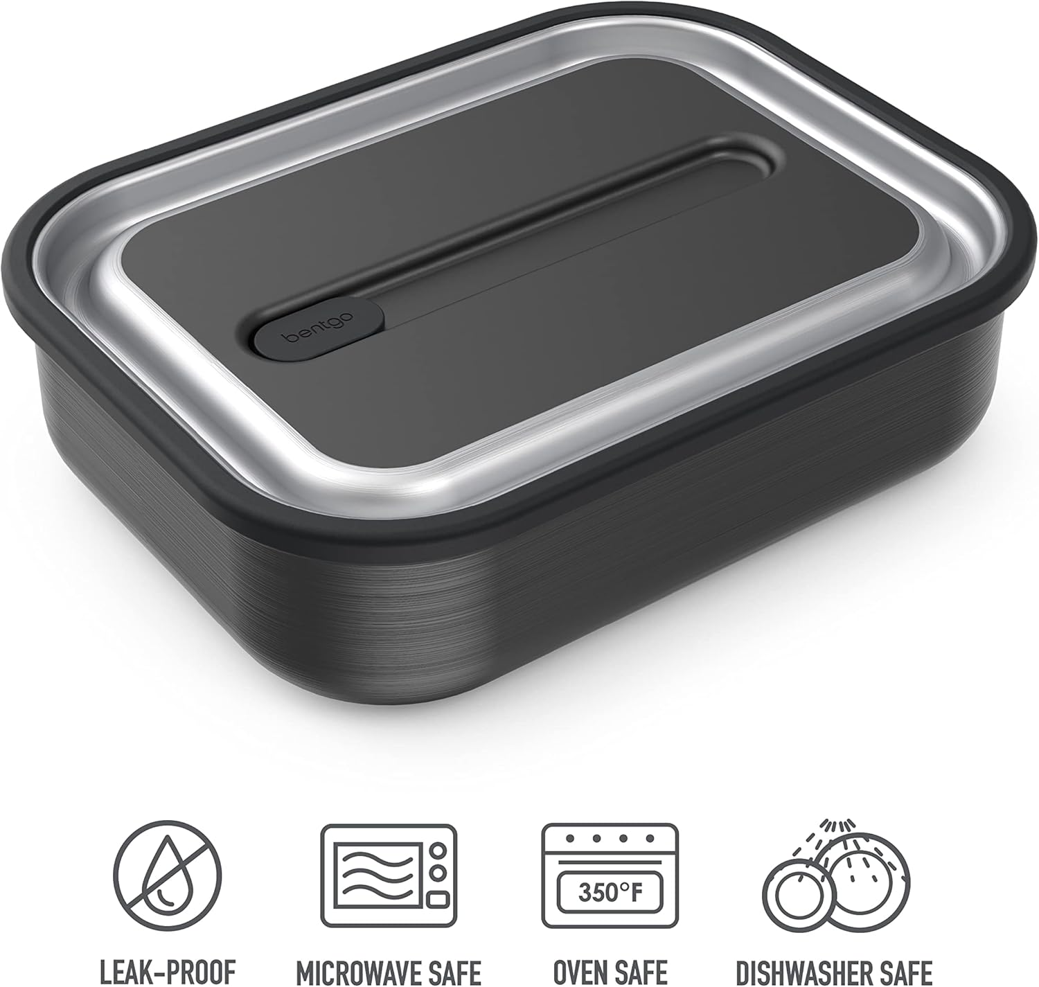 Bentgo Stainless Steel Lunch Box Container Storage Carbon Black One Size
