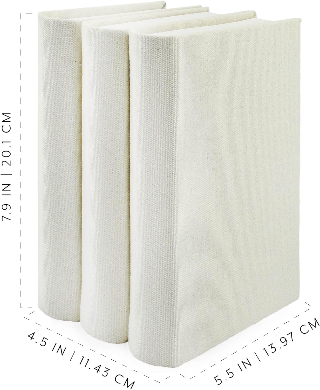 Auldhome Faux Book Stack (Cream); Blank Set of 3 Decorative Books for DIY Crafts and Home Decor image number 3