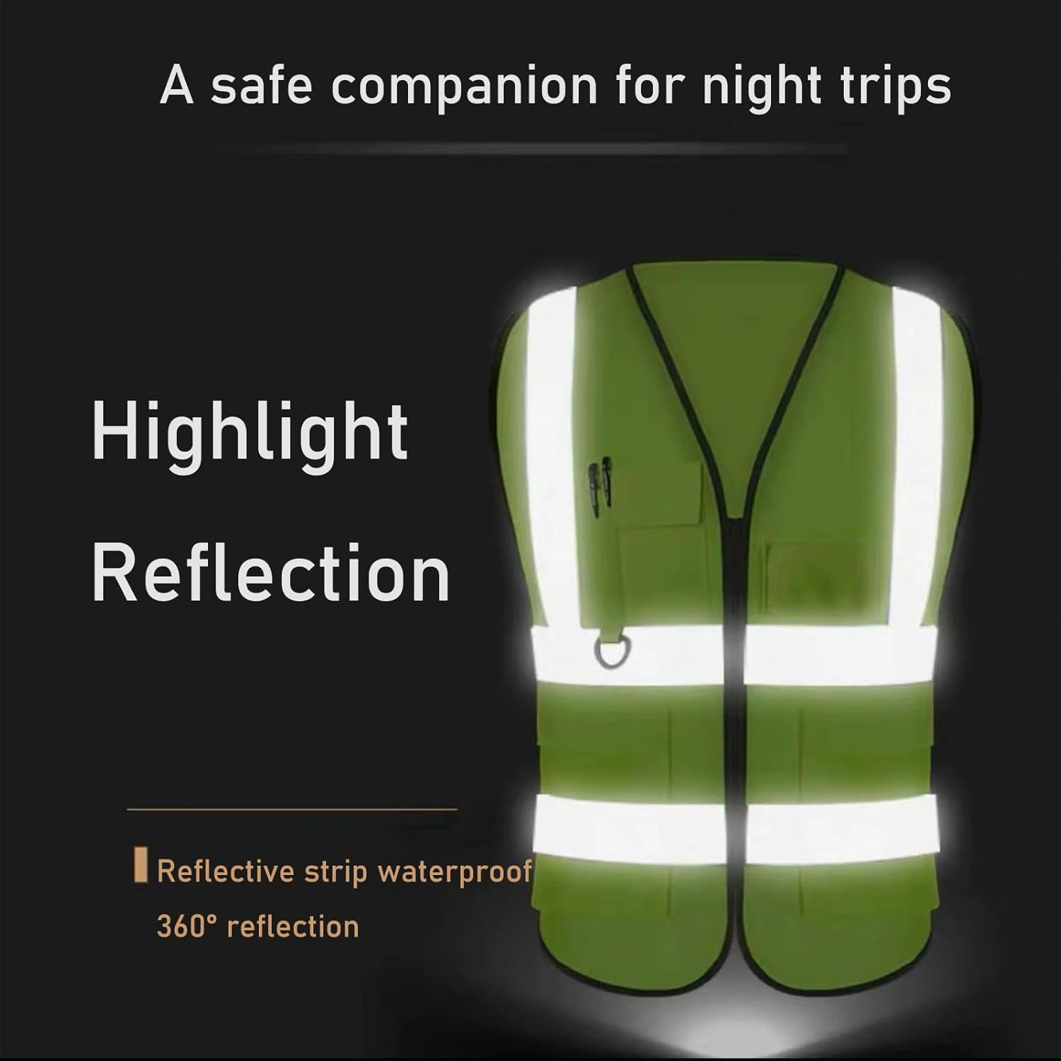 Olsdeeool High Visibility Safety Vest with Pockets, Lightweight, Reflective Strips, for Outdoor Working,Construction, Traffic, Wear to 140 to 160 Pounds-Oange image number 5