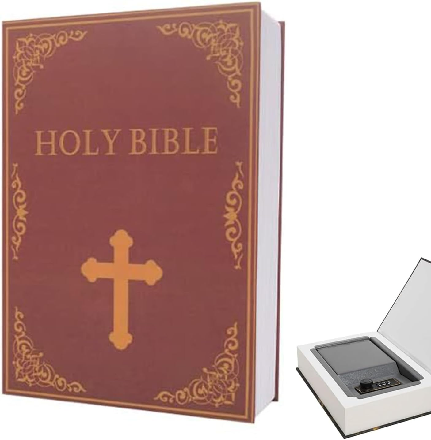 Real Paper Transfer Book Safe for Jewellery, Diversion Book Safe Storage Box, Hollow Secret Compartment with Security Combination Lock for Secure Discreet Hidden Valuables and Personal Items (Bible) image number 2