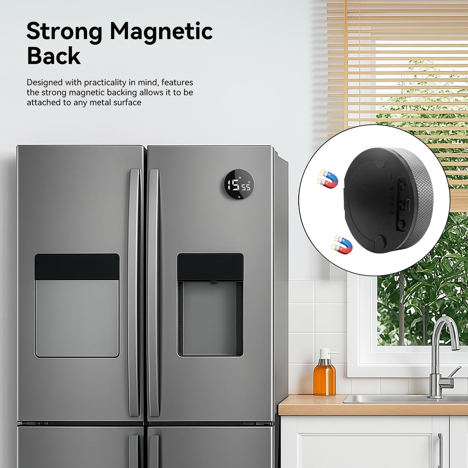 DOLAMOTY Digital Kitchen Timer - Magnetic Countdown Countup Timer with Large LED Display Volume Adjustable for Classroom Cooking Fitness Baking Studying Teaching, Easy for Kids and Seniors (Black) image number 5