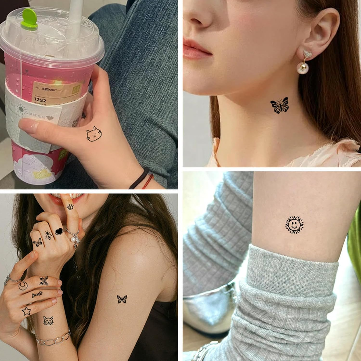 10 Sheets Mini Finger Tattoo Stickers Black Series Small Fresh Hand Clavicle Temporary Stickers image number 5