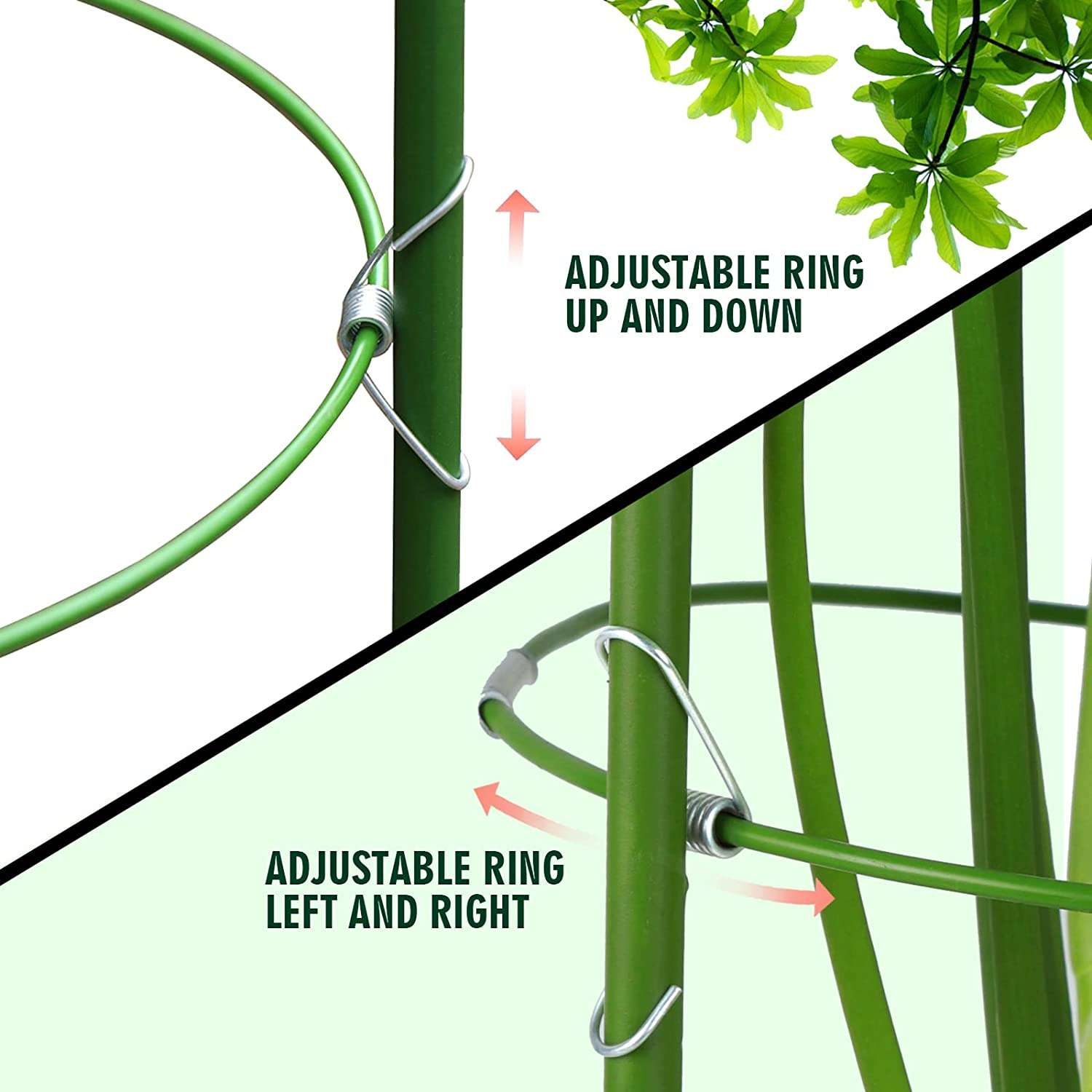LEOBRO 2 Pack Plant Support Cage Metal Rust Resistant Garden Plant Support Ring Plant Stake Plant Support for Tomato, Trellis, Climbing Plant, Flower, 17.7&rdquo; High, 5.48&rdquo;/6.18&rdquo;/6.89&rdquo; Inner Diameter image number 5