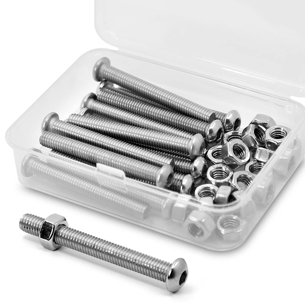 (20 Sets) M6-1.0 X 40Mm Socket Head Cap Screws and Nuts Set 304 Stainless Steel 18-8 Button Head Bolts image number 6