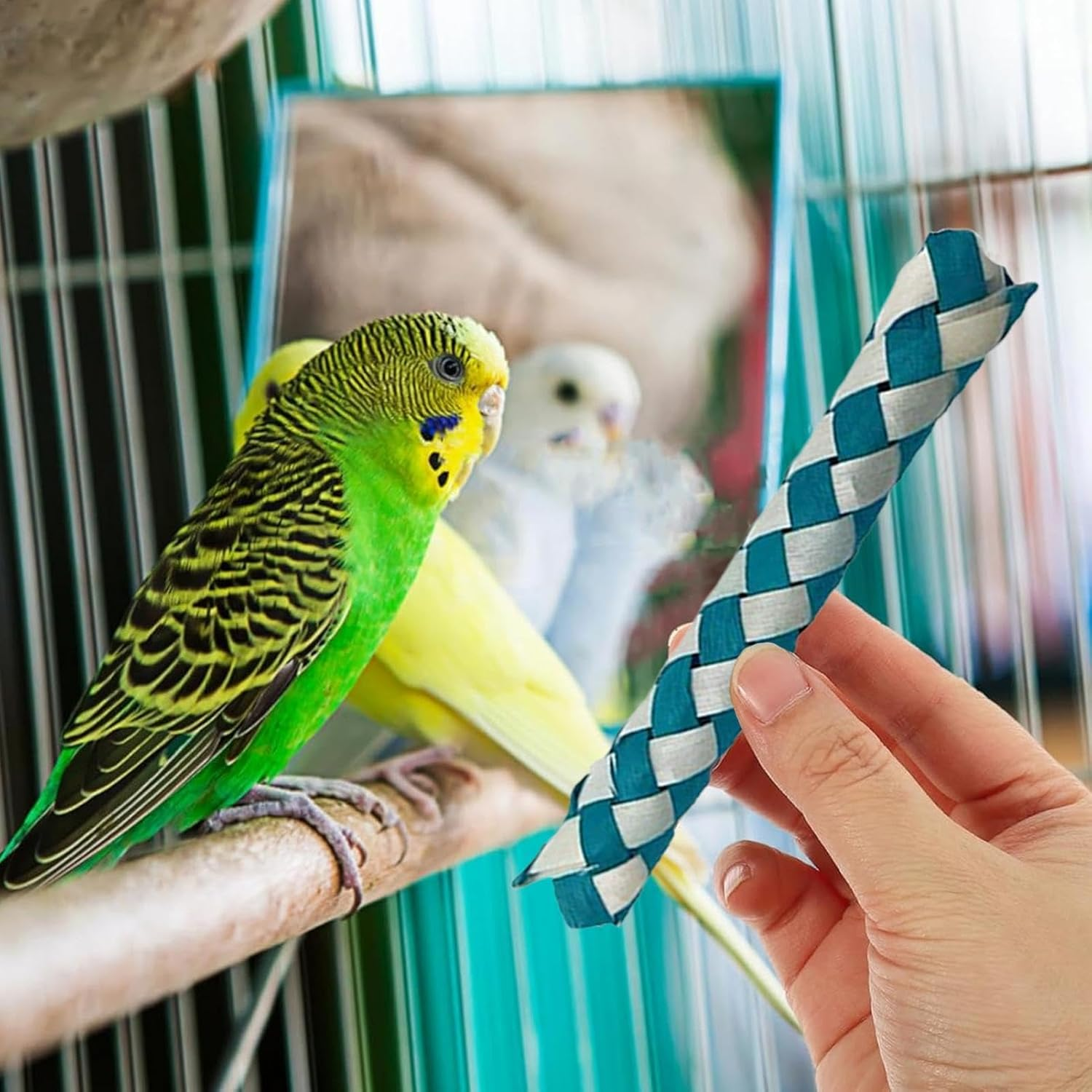 Chinese Finger Traps,Pet Foraging Accessory | Assorted Colors Chinese Finger Trap Bird Chew Foraging Chopper Toy for Kids Birthday Party Favors image number 5