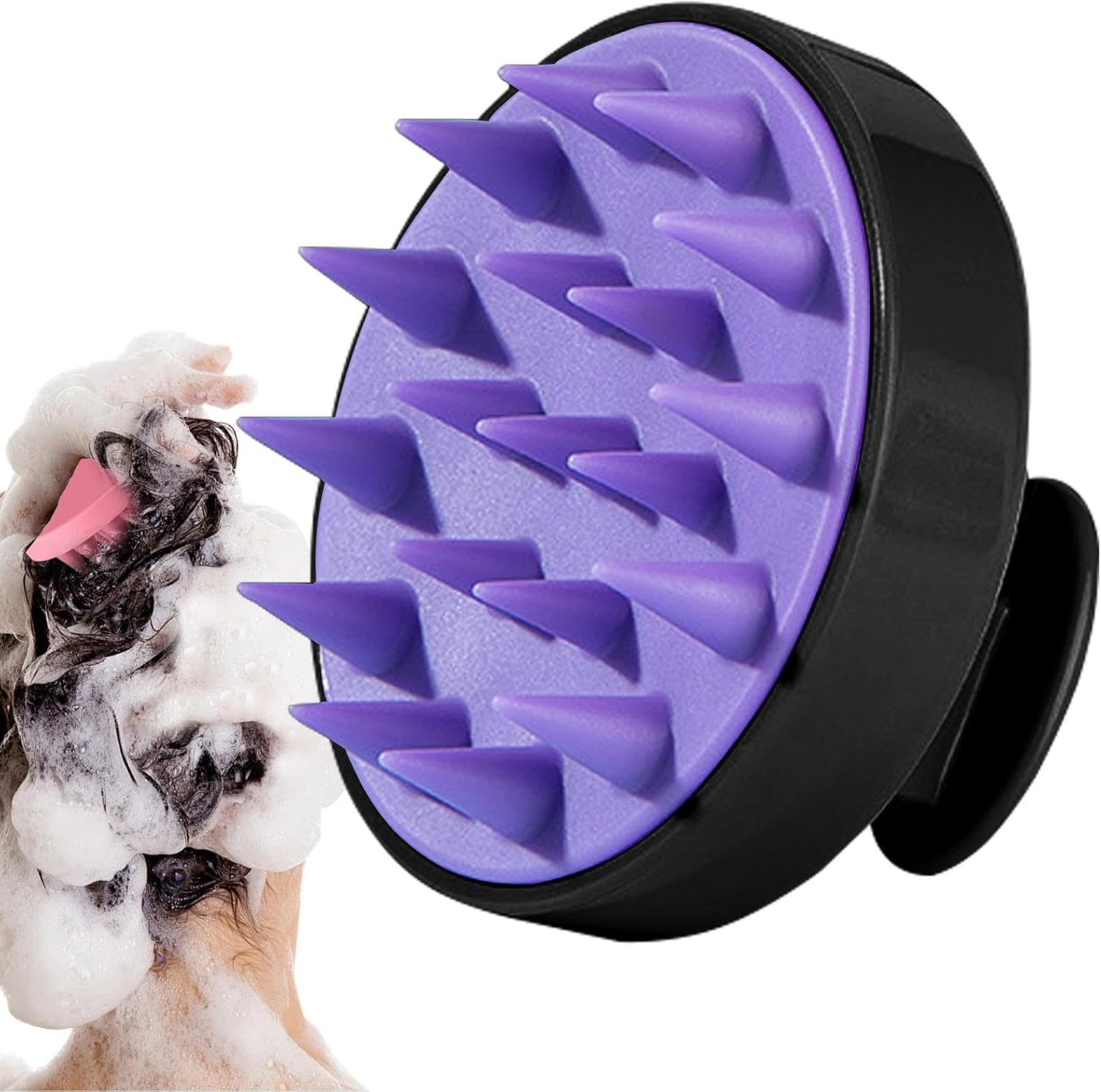 ZALHIN Silicone Scalp Massager Brush - Ergonomic Scalp Massage Brush, Soft Hair Scrubber for Shower, Hotel, Travel & Dormitory Use